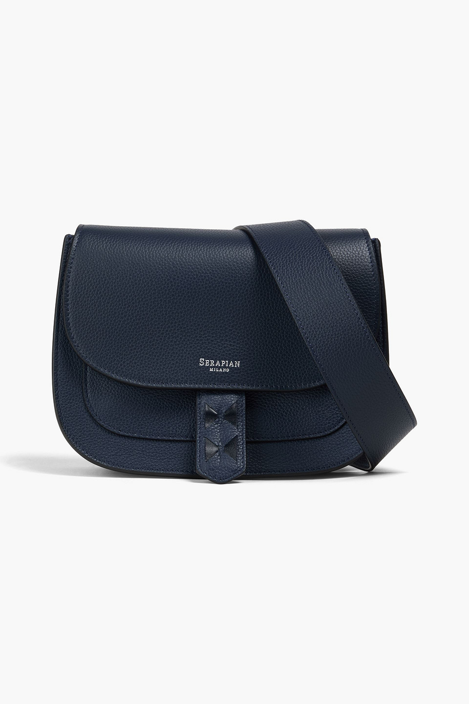Serapian Luna Pebbled-leather Cross-body Bag In Blue