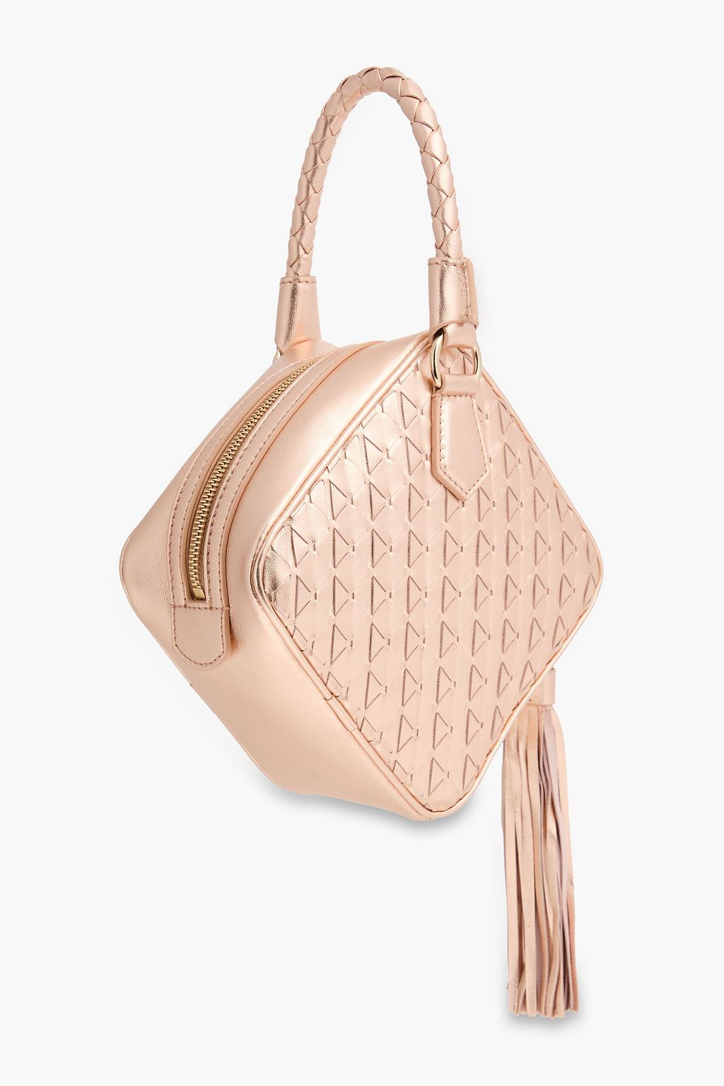 SERAPIAN Petra tasseled woven metallic leather tote