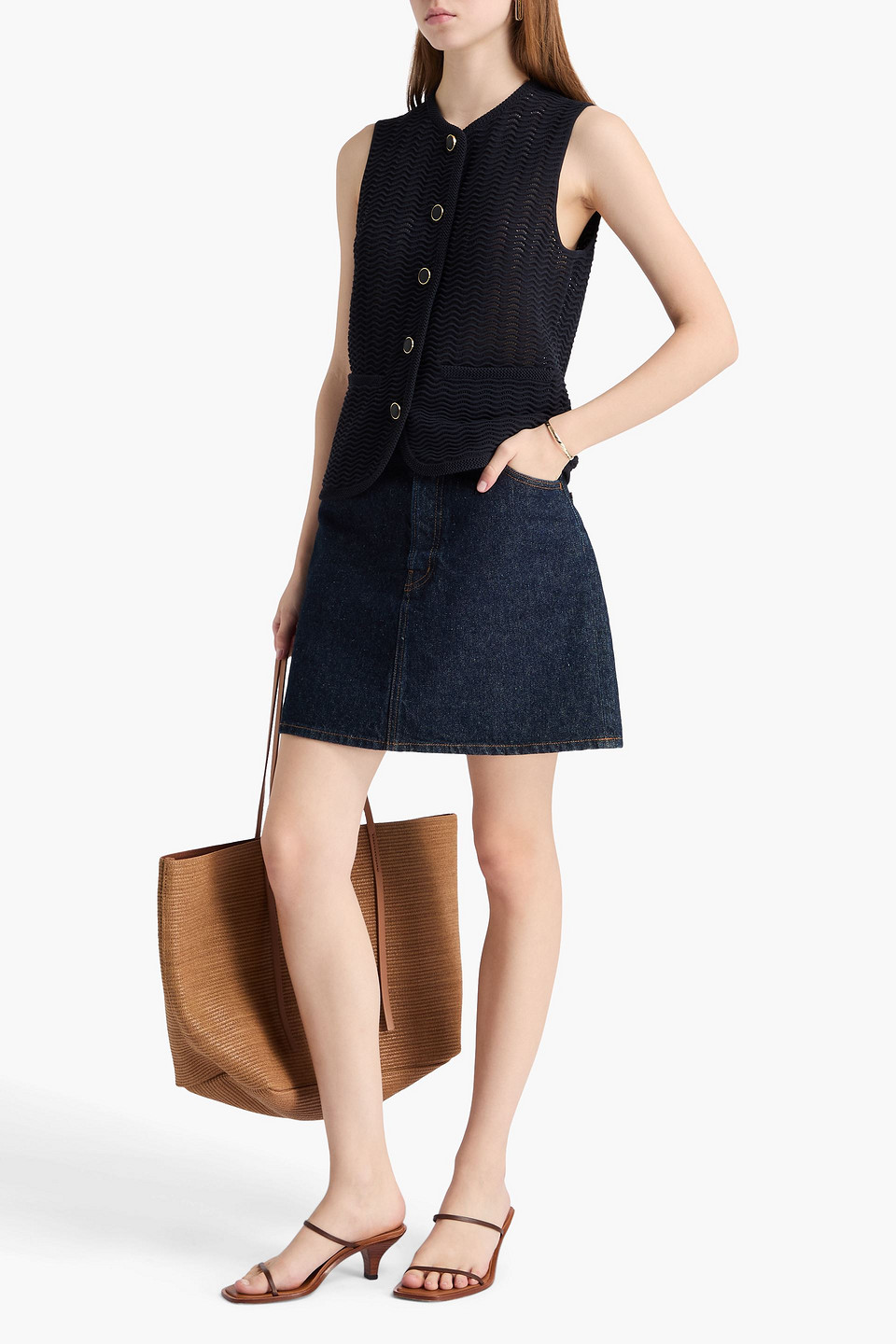  Rag & Bone - Elisa Gerippte Weste Aus Pointelle-strick Aus Einer Baumwollmischung - Blau - Xs 