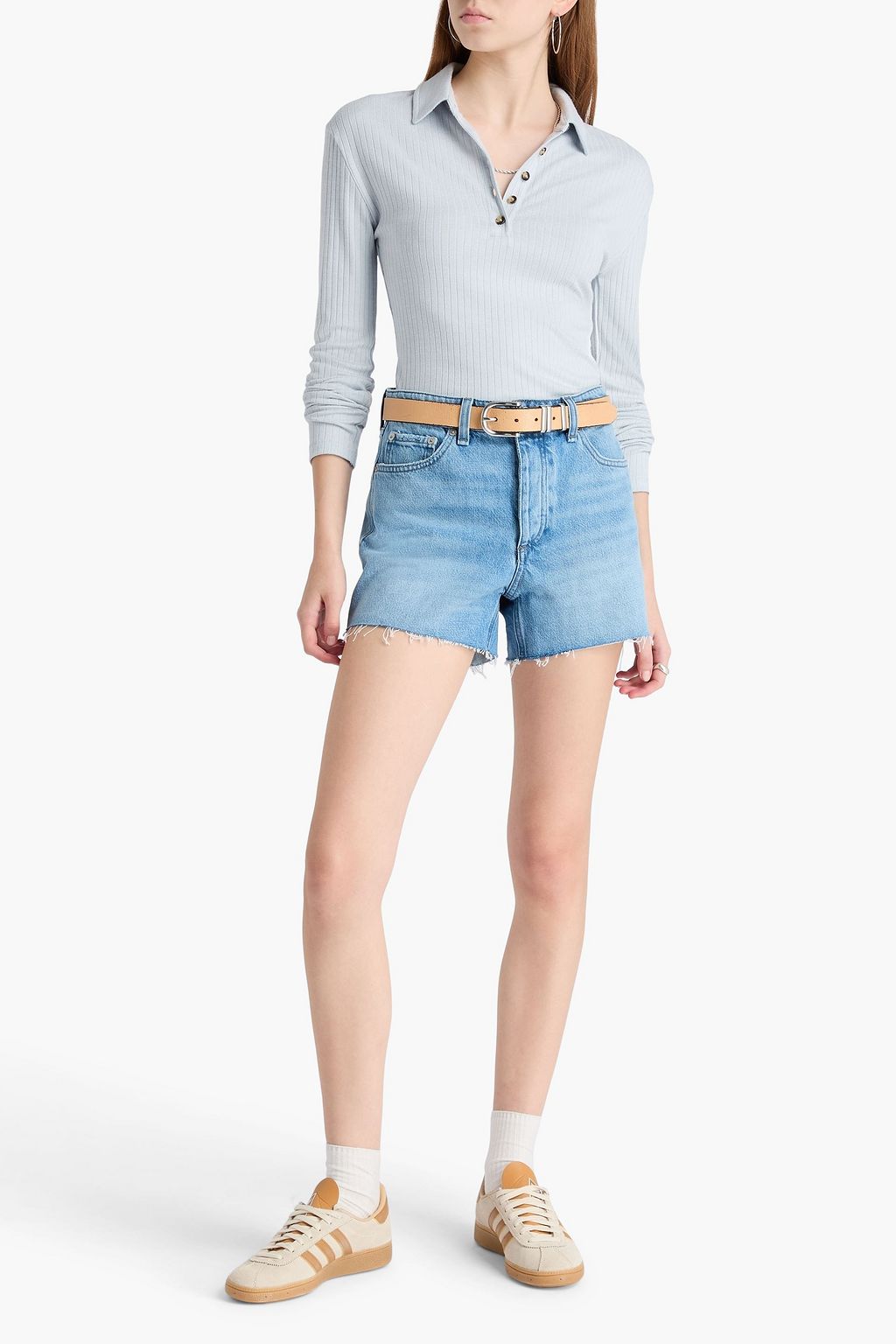 RAG & BONE Ribbed-knit polo shirt