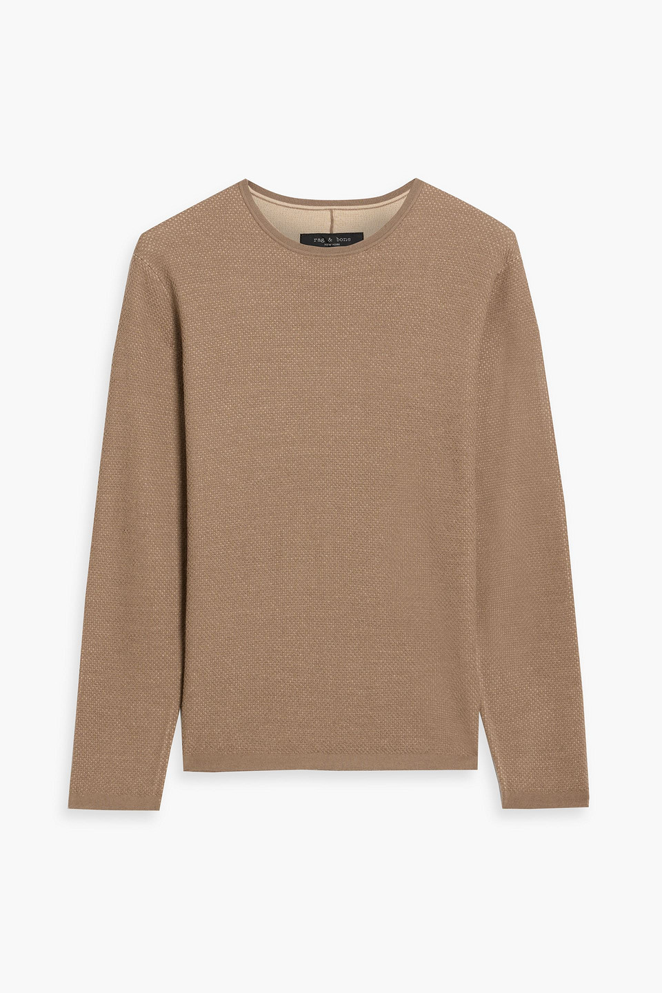 Rag & Bone Bennet Cotton And Wool-blend Piqué Sweater In Brown