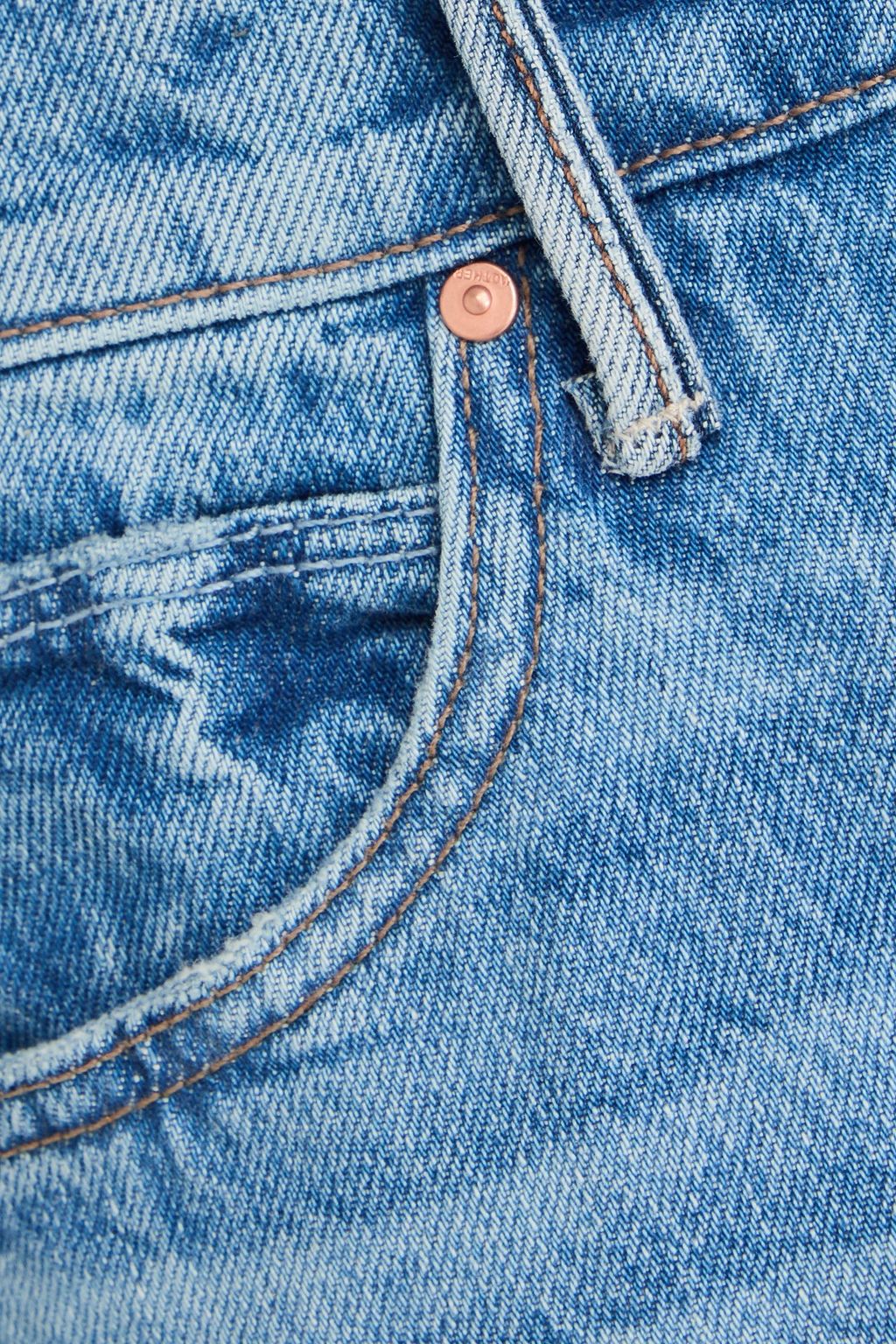 MOTHER Dual Desperado frayed two-tone high-rise flared jeans