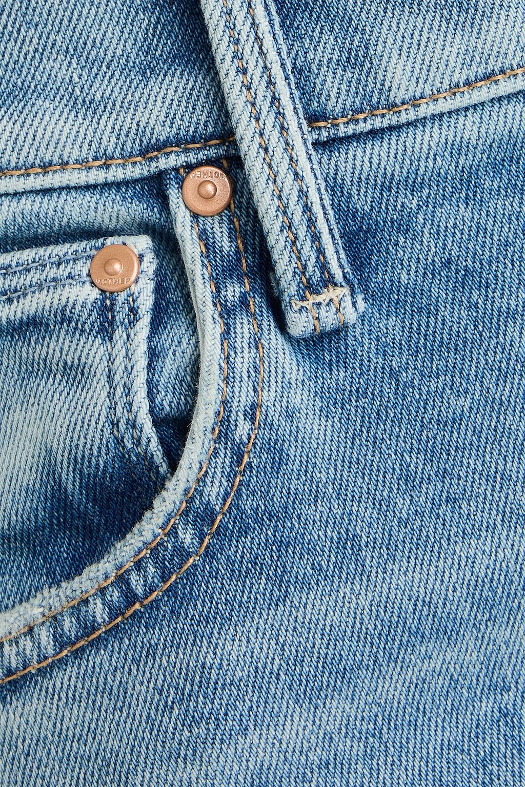 MOTHER Scrapped cropped high-rise straight-leg jeans