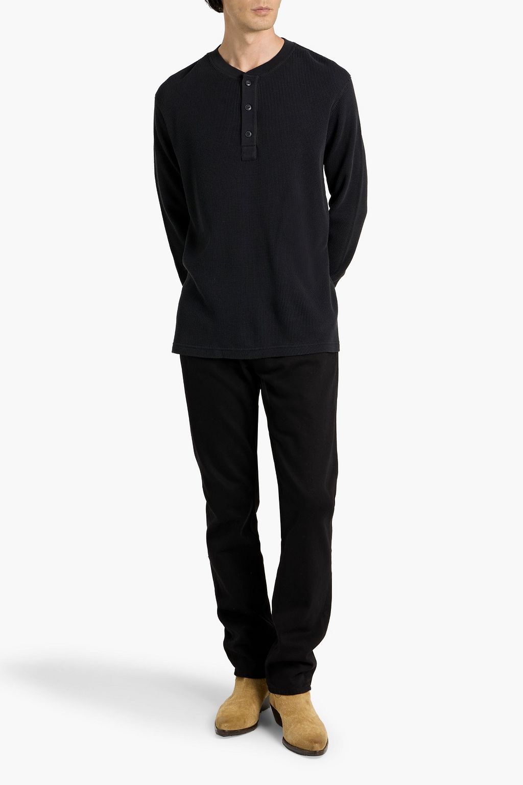 RAG & BONE Waffle-knit cotton Henley T-shirt