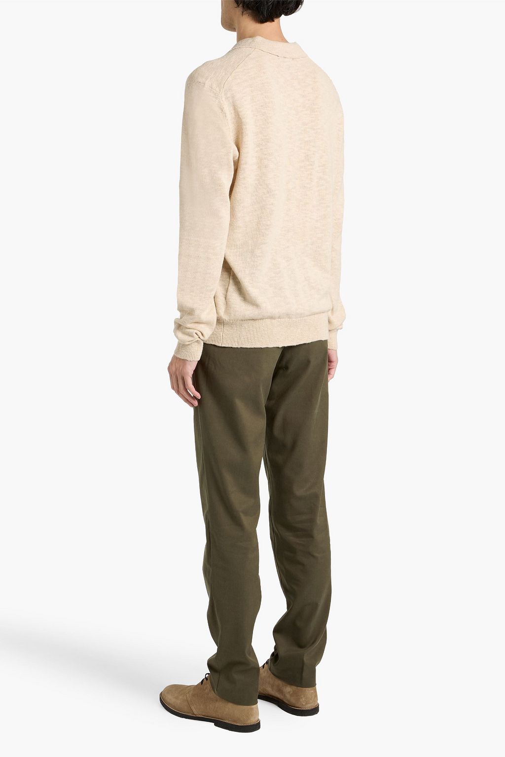 PAIGE Valdez cotton and linen-blend polo sweater