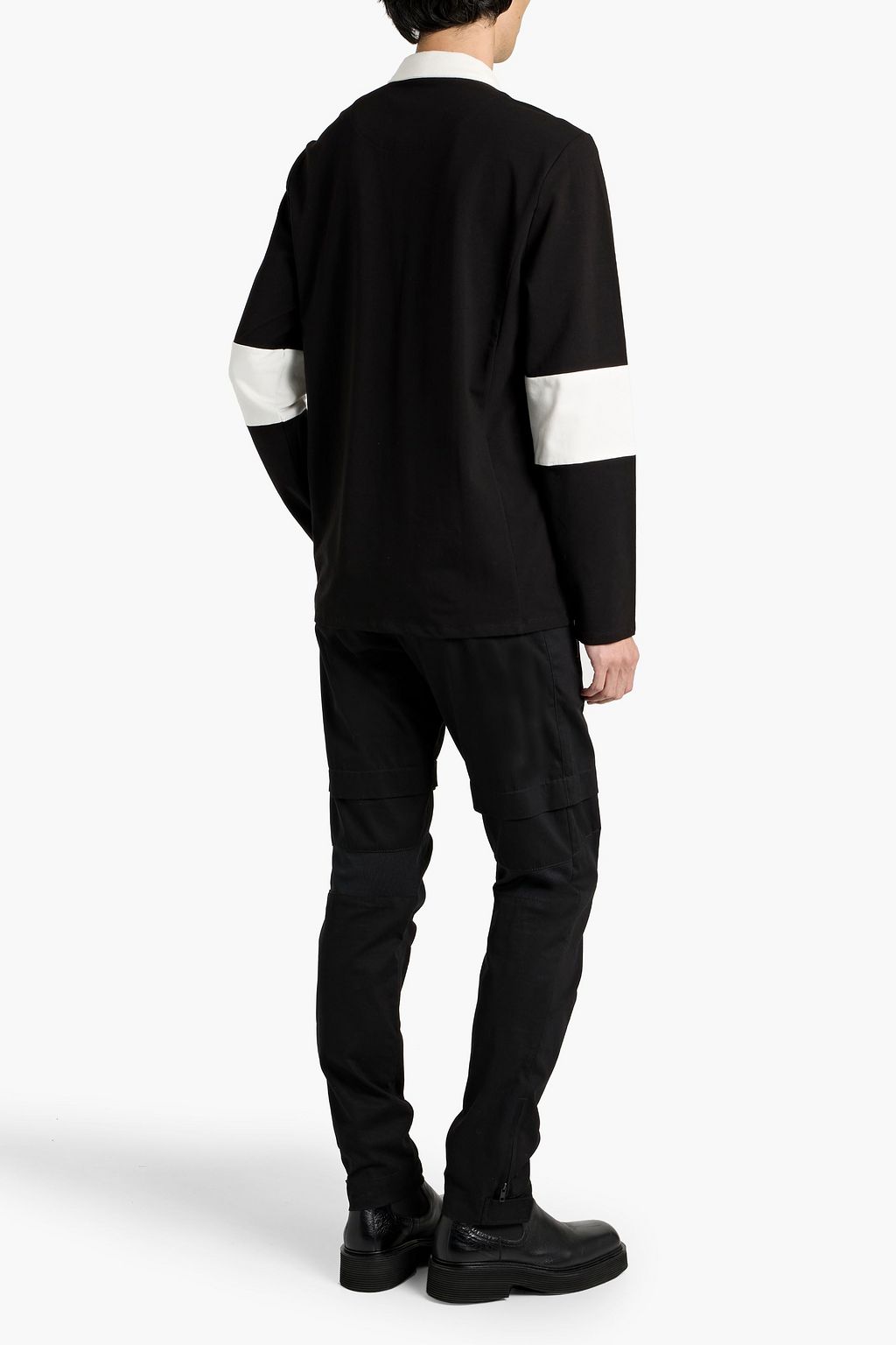 PAIGE Kinney two-tone cotton-blend jersey polo shirt