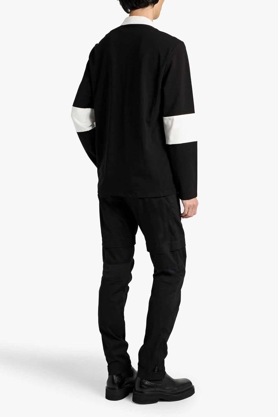 Paige Kinney Two-tone Cotton-blend Jersey Polo Shirt In Animal Print