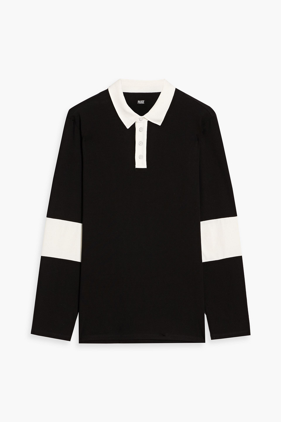 Paige Kinney Two-tone Cotton-blend Jersey Polo Shirt In Animal Print