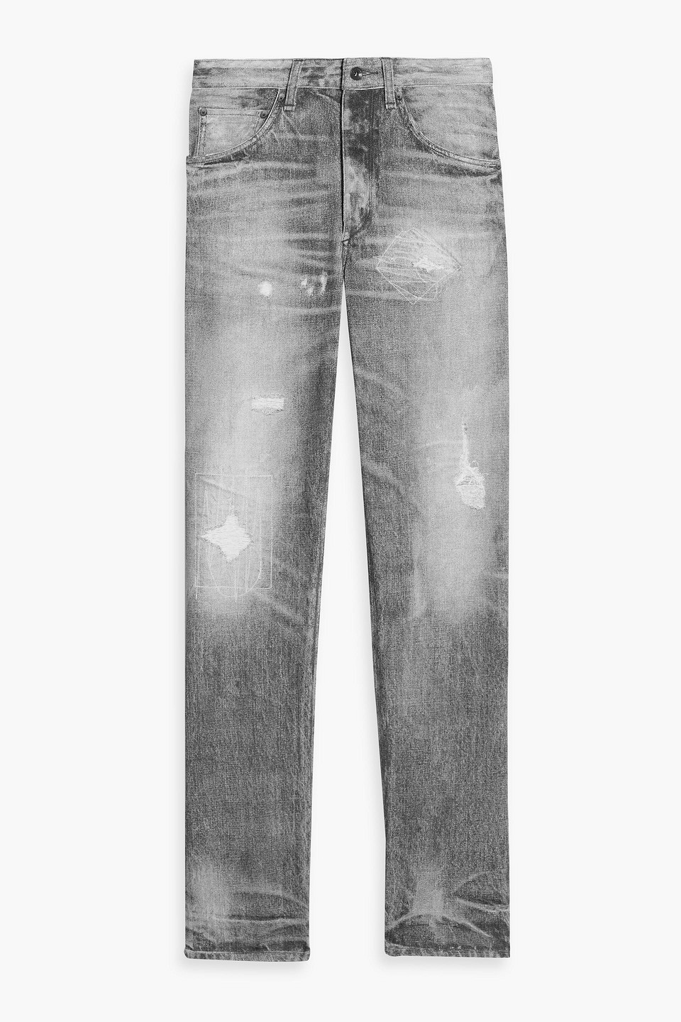 Rag & Bone Miramar Denim-effect Print Cotton-fleece Pants In Gray