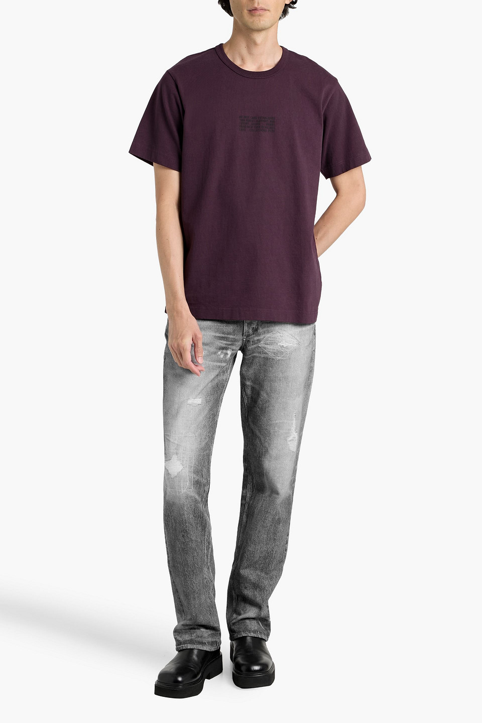 Rag & Bone Miramar Denim-effect Print Cotton-fleece Pants In Gray
