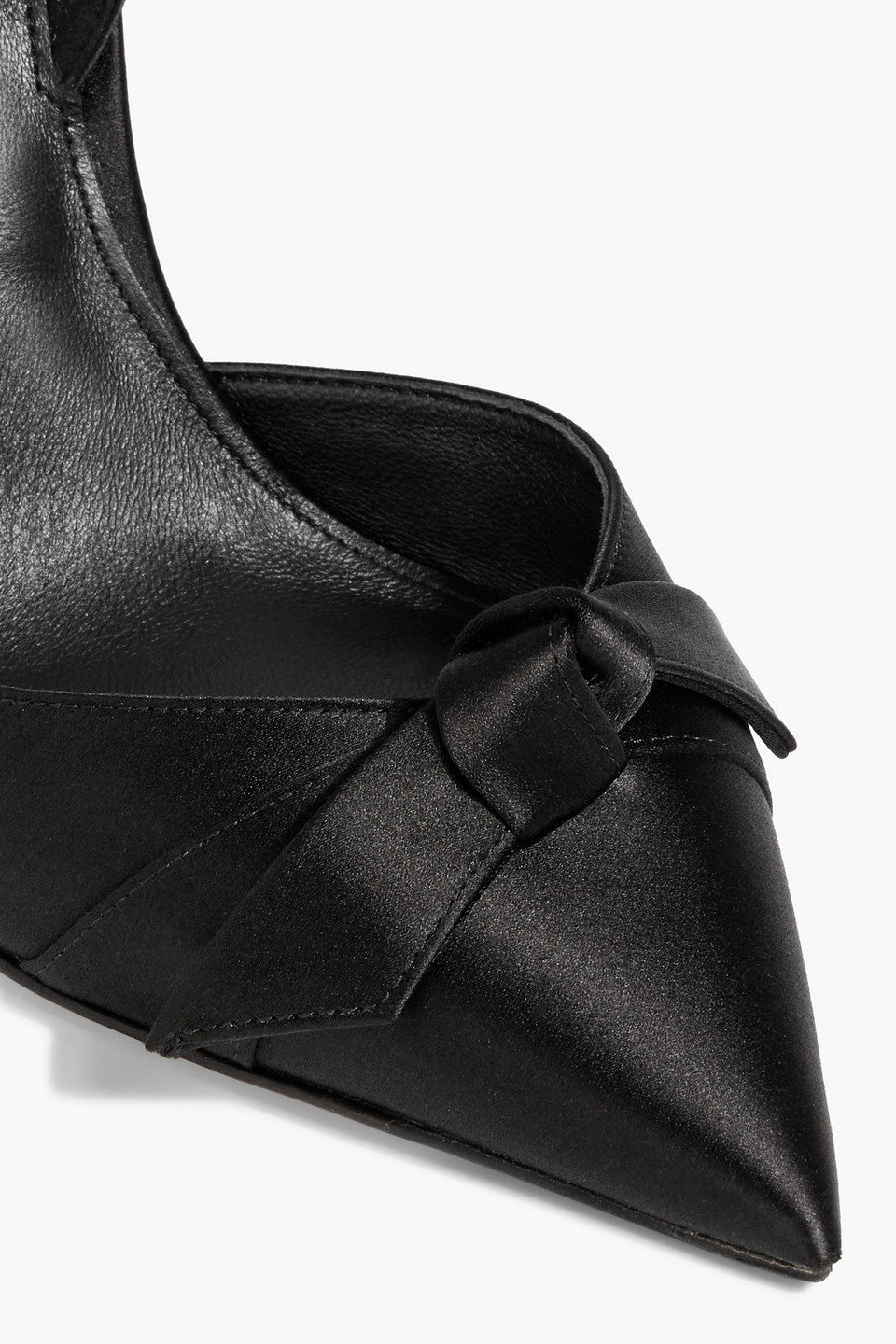 Alexandre Birman Clarita Bell Bow-detailed Satin Slingback Pumps In Black