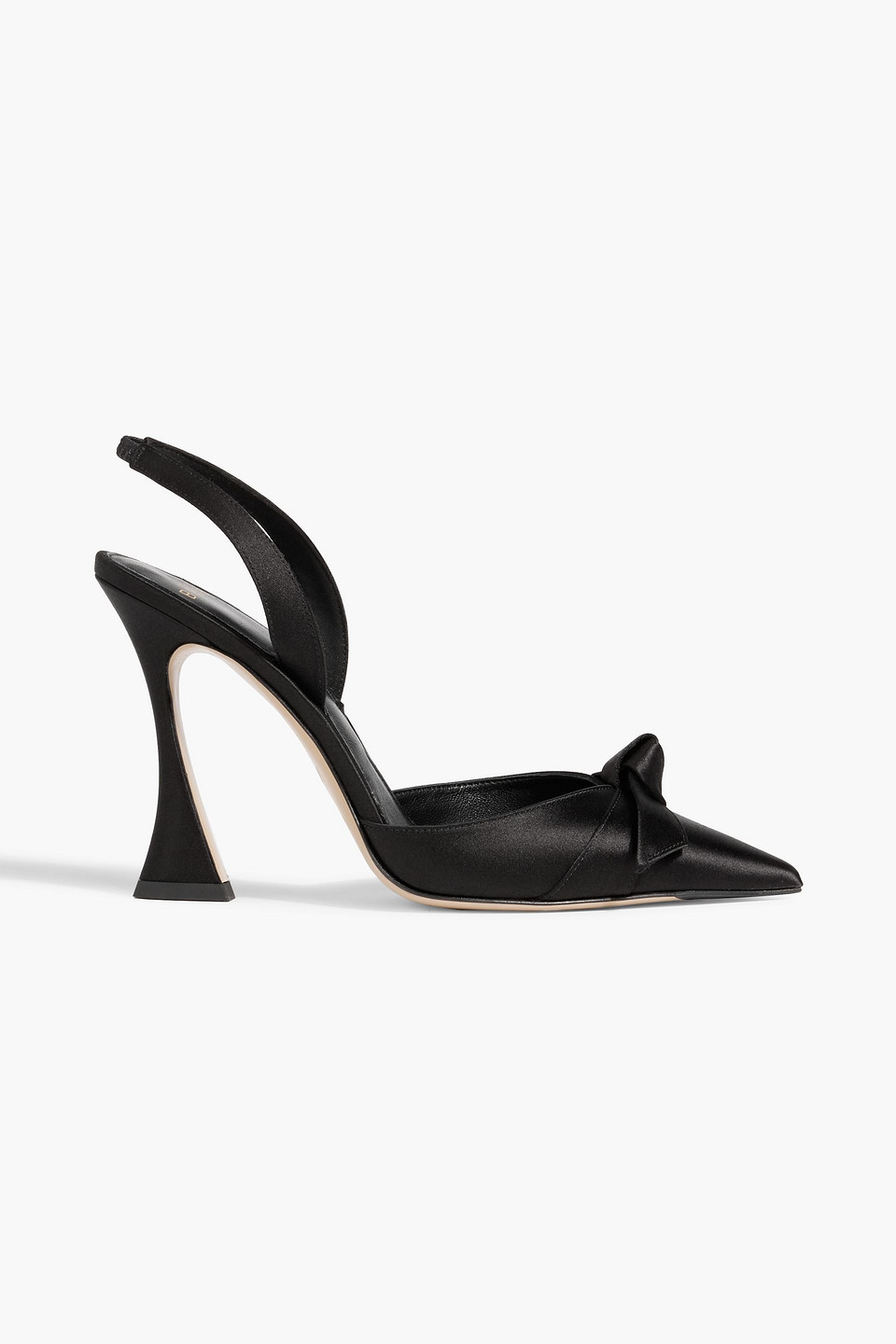 Alexandre Birman Clarita Bell Bow-detailed Satin Slingback Pumps In Black
