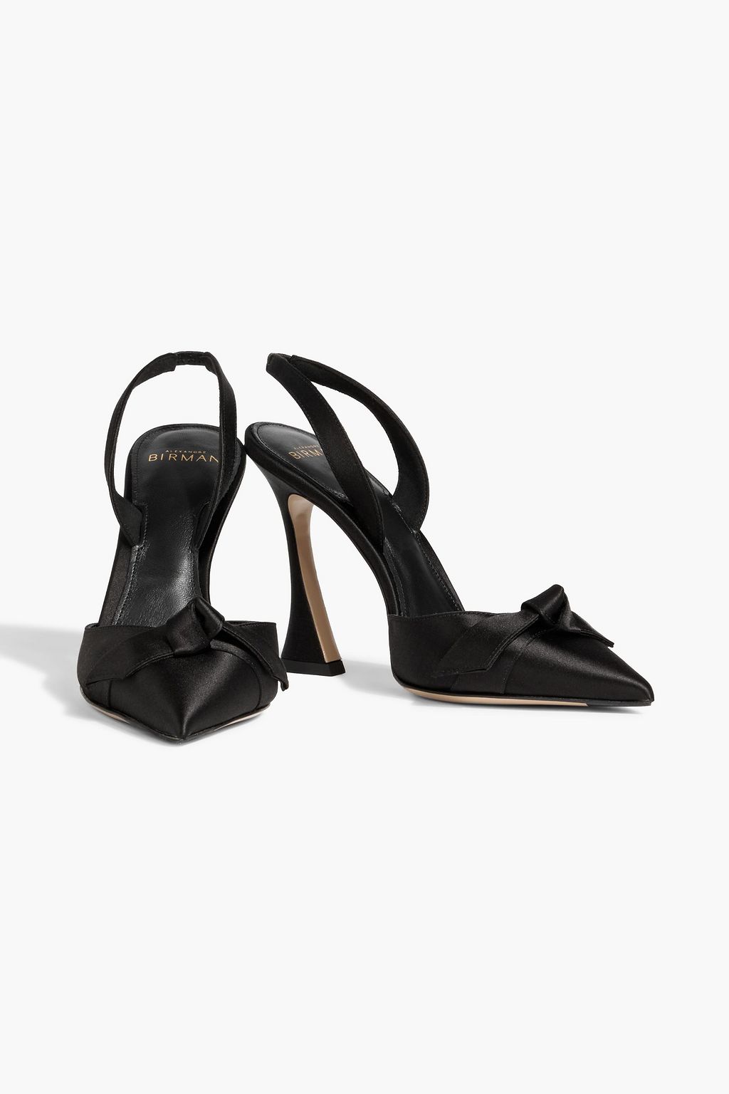 ALEXANDRE BIRMAN Clarita Bell bow-detailed satin slingback pumps