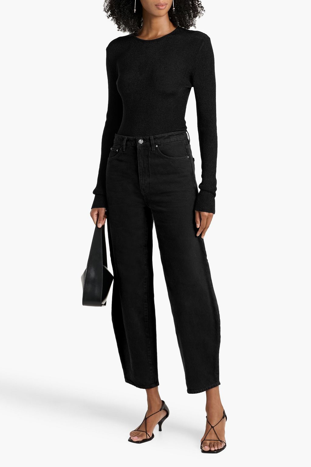 TOTEME Metallic ribbed cotton-blend sweater