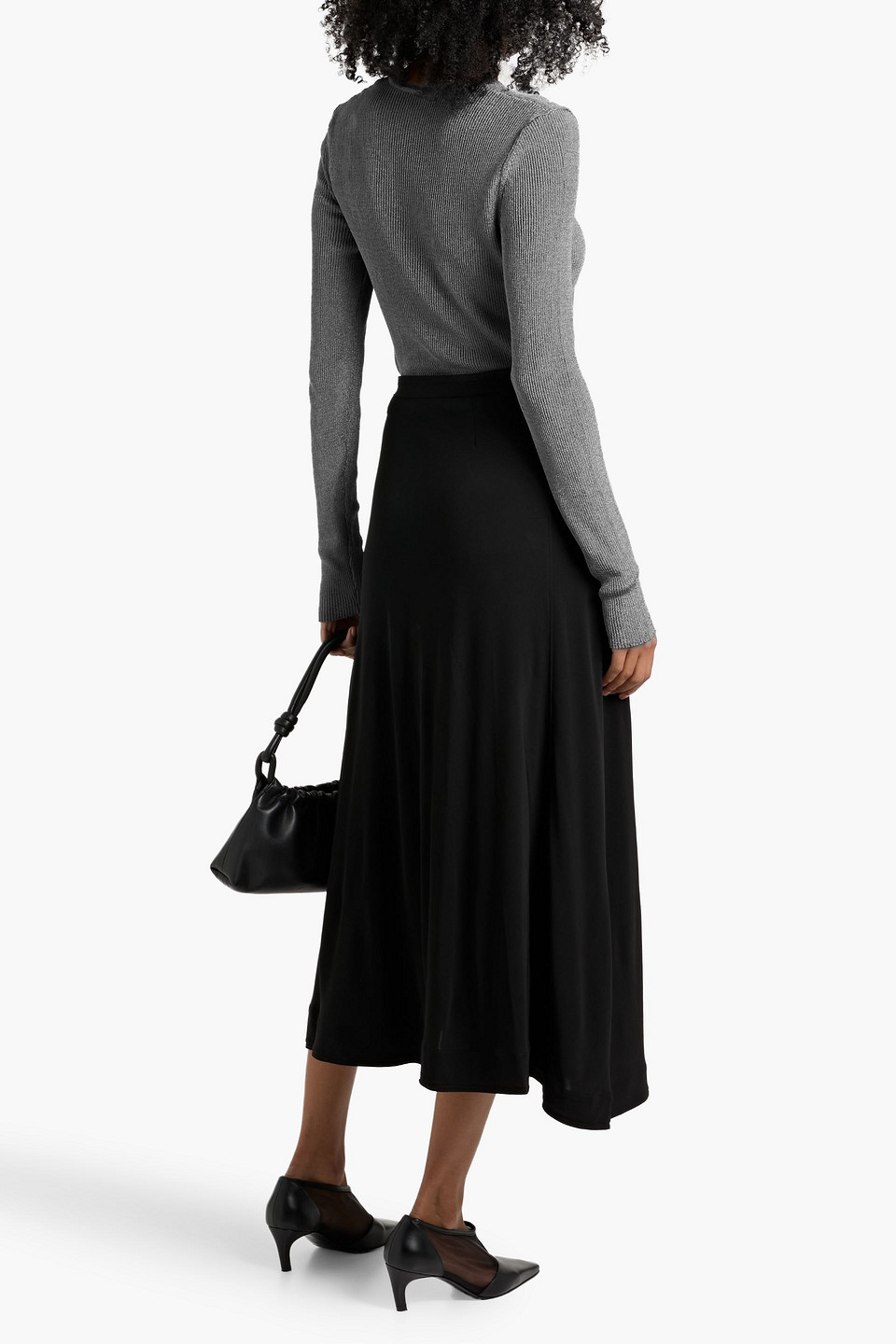 Totême Metallic Ribbed Cotton-blend Sweater In Gray