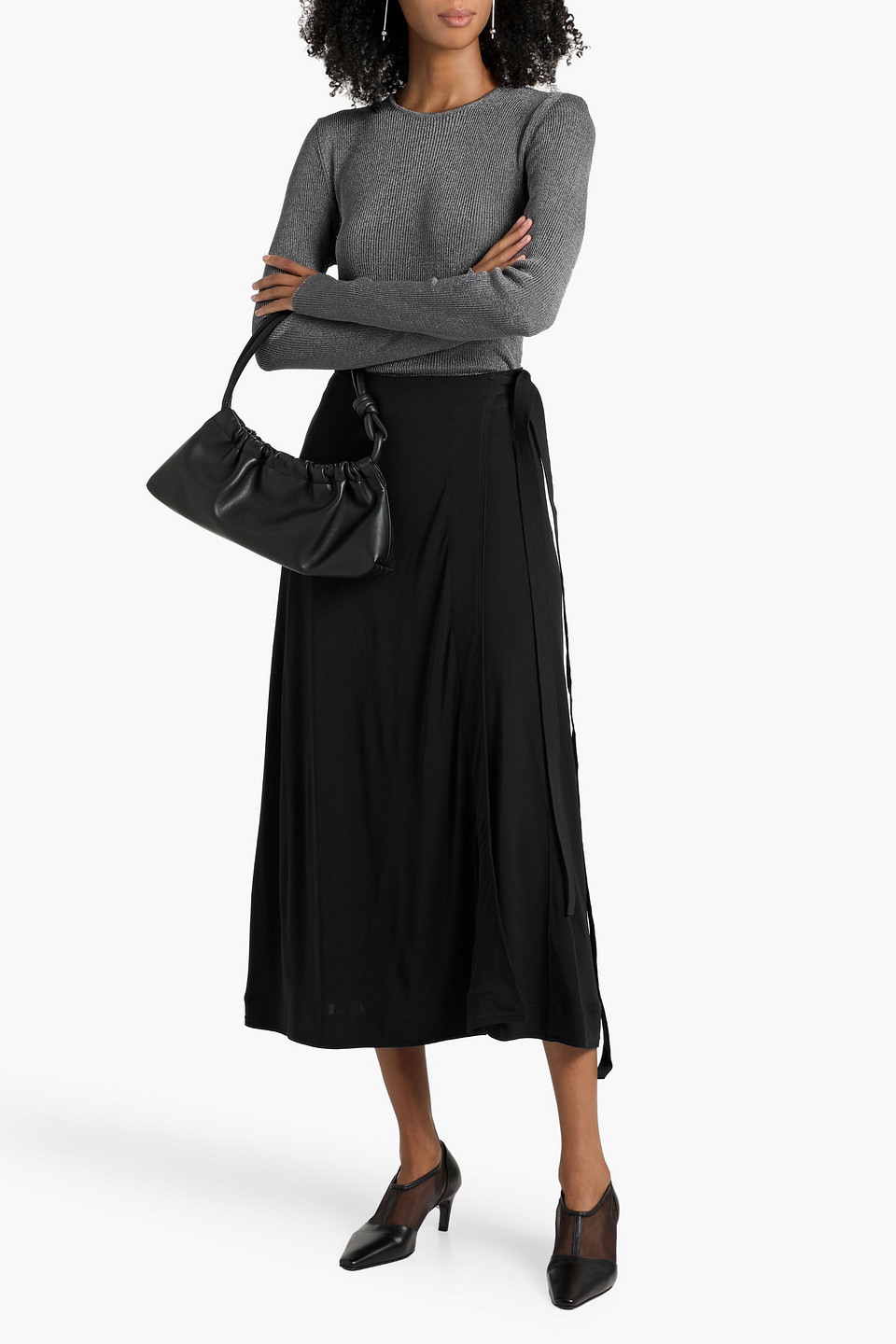 Totême Metallic Ribbed Cotton-blend Sweater In Gray