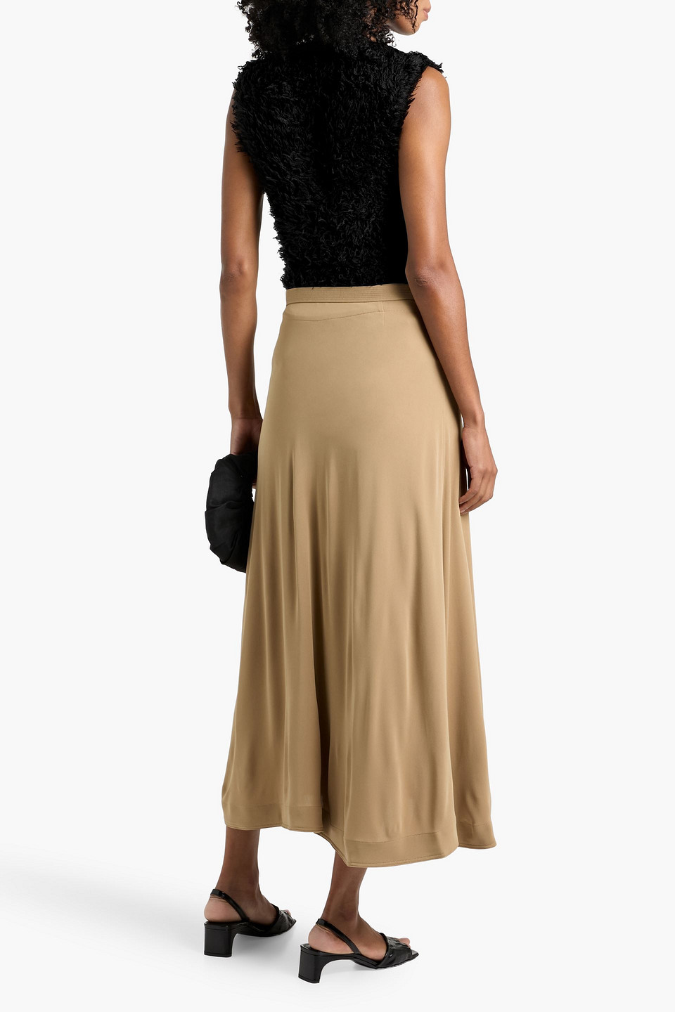 Totême Frayed Silk Top In Black