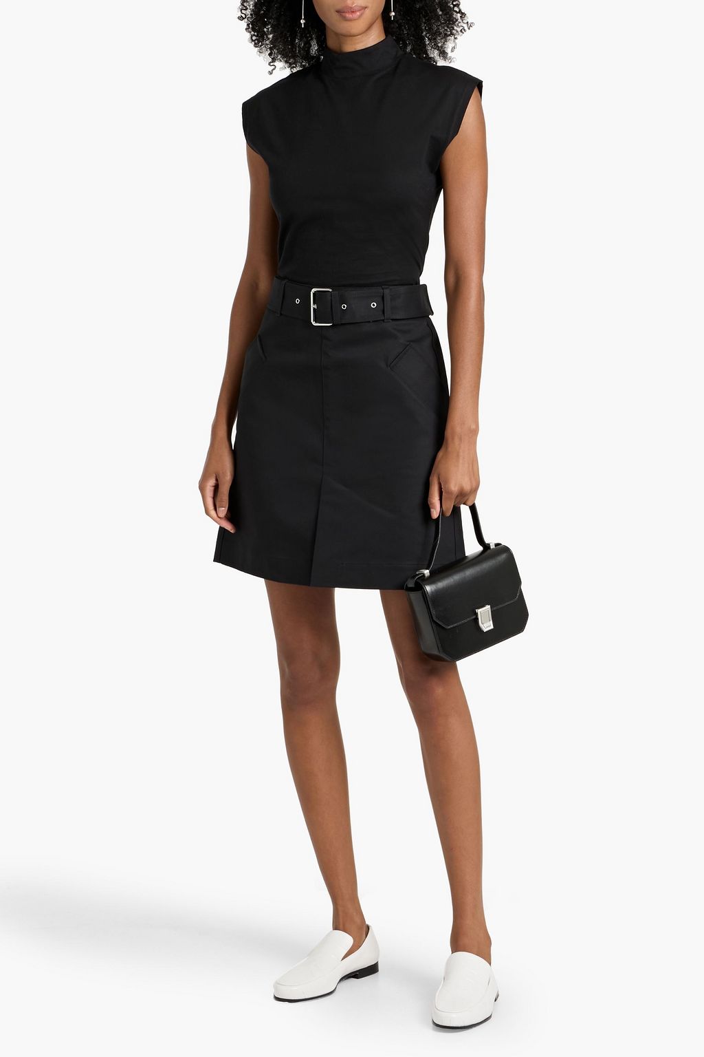 TOTEME Belted cotton-twill mini skirt