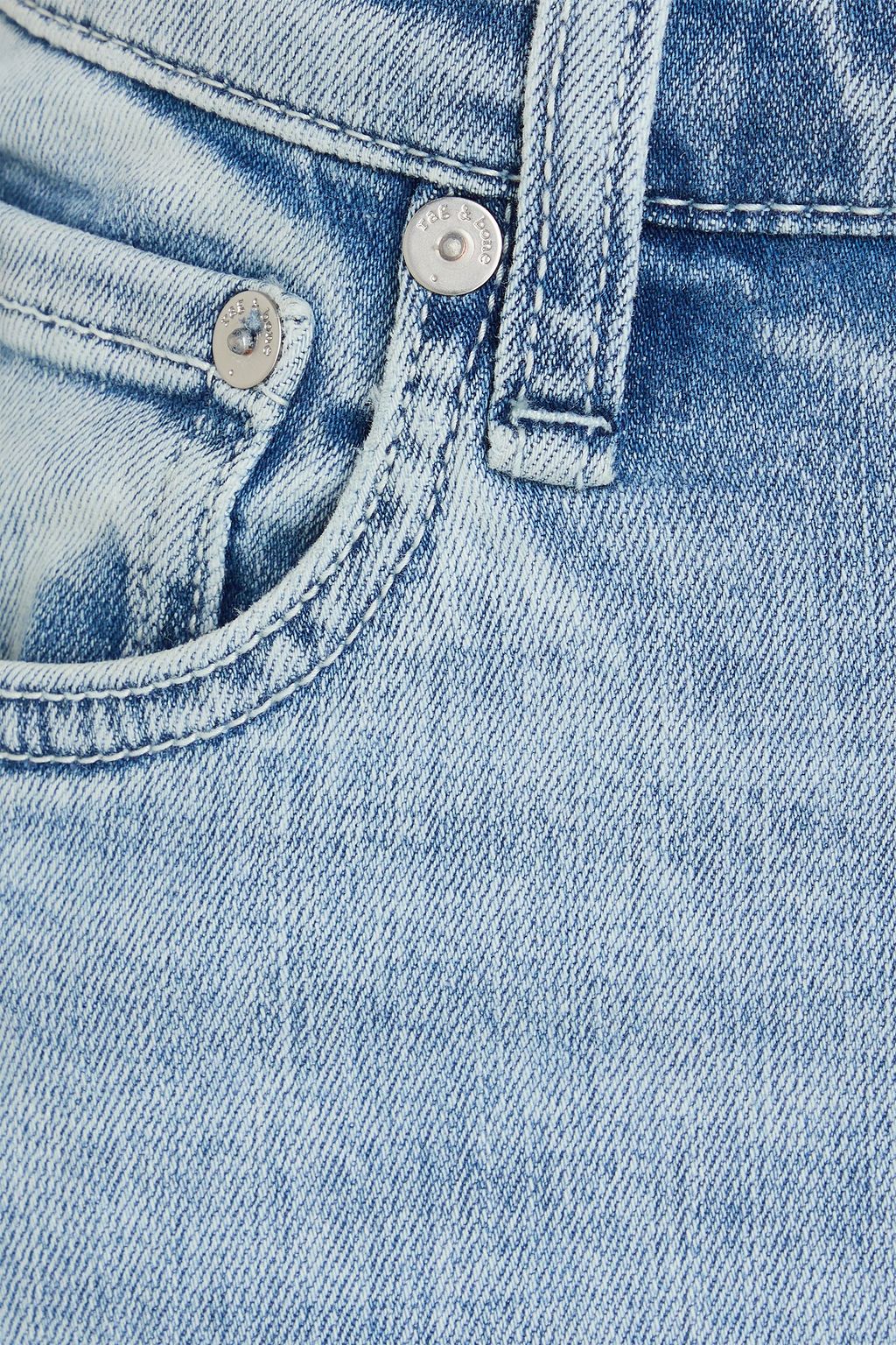 RAG & BONE بنطلون جينز رين قصير بأرجل ضيقة وبخصر مرتفع