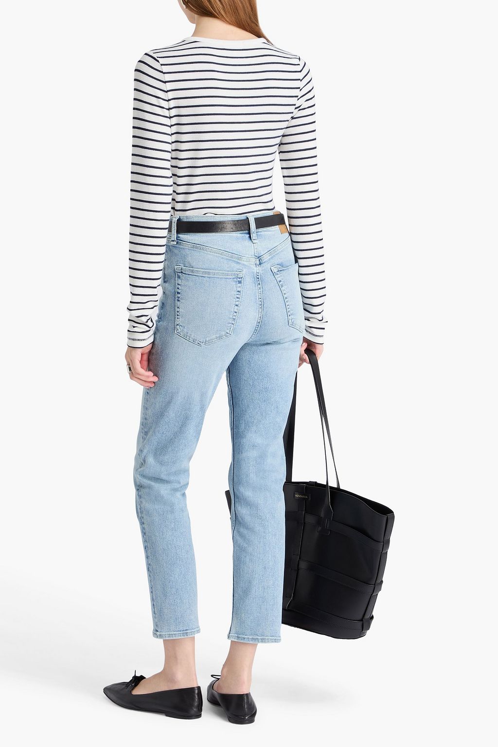 RAG & BONE بنطلون جينز رين قصير بأرجل ضيقة وبخصر مرتفع