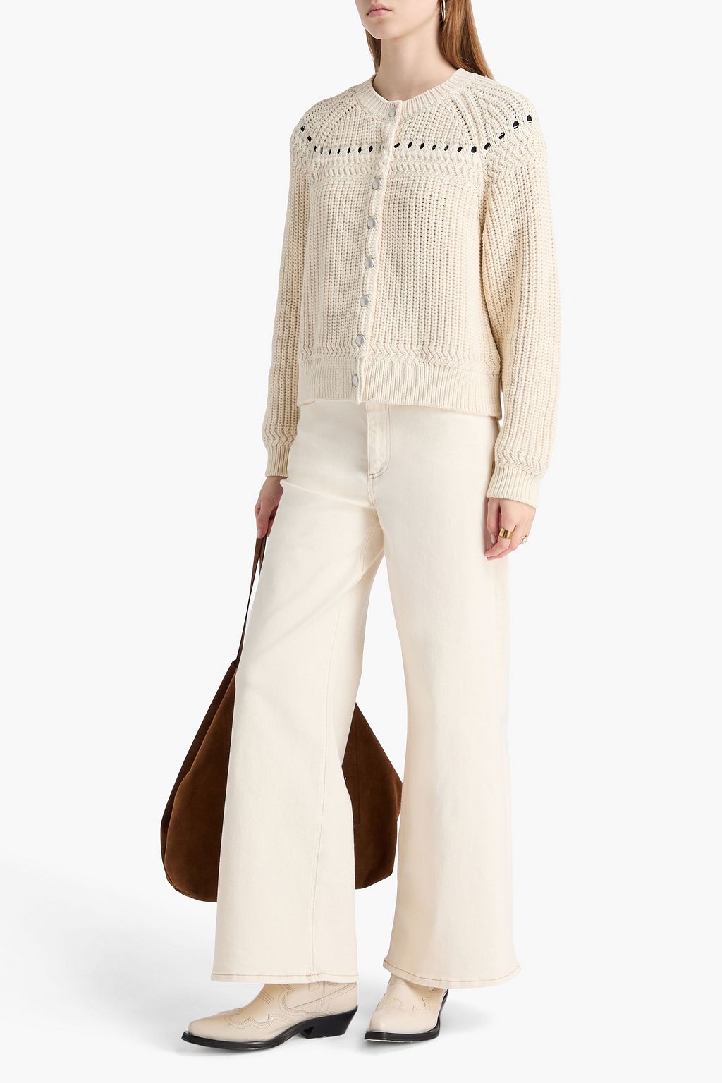 RAG & BONE كارديغان كاثرين من مزيج من القطن بتصميم مضلّع