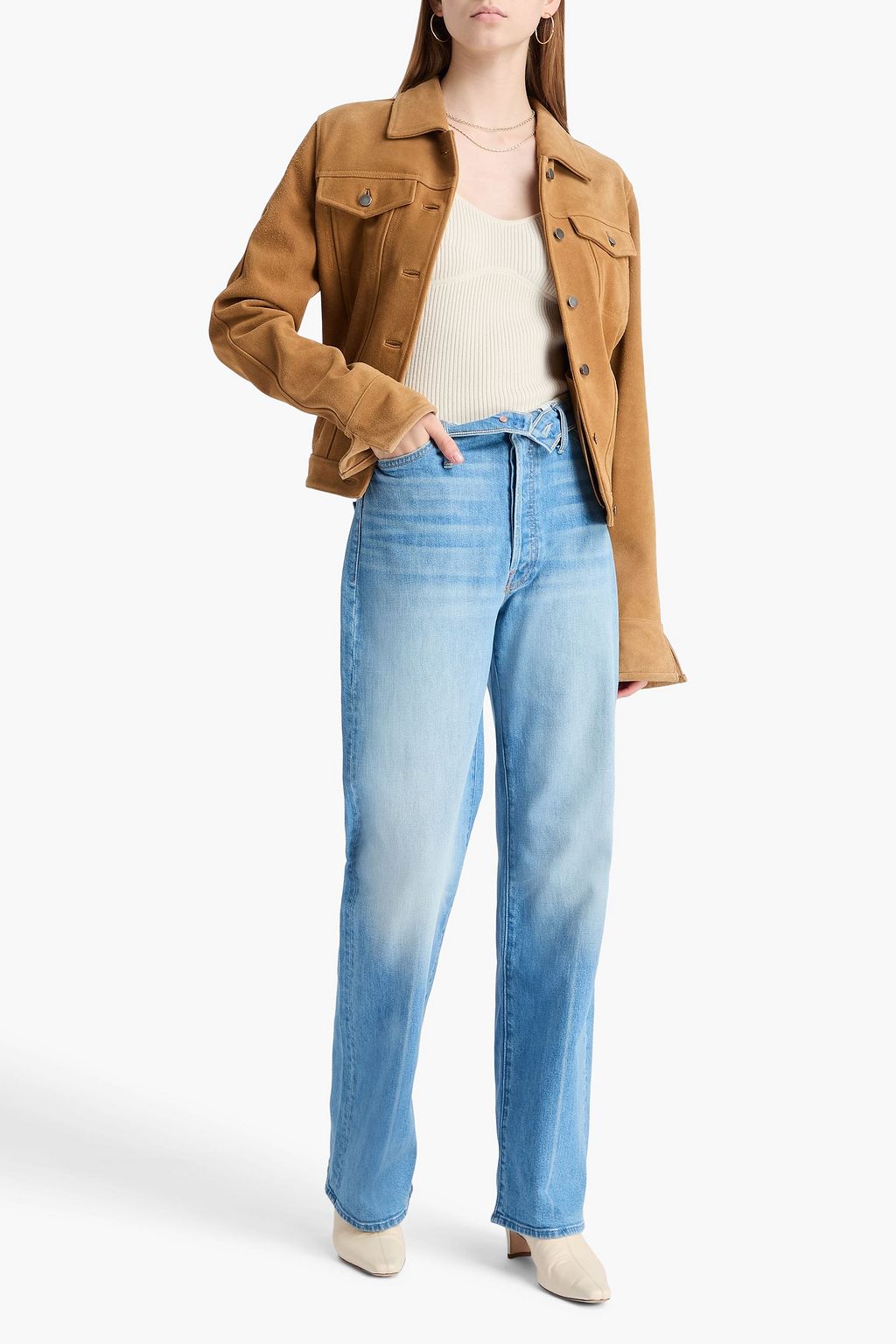MOTHER Foldover Dodger high-rise straight-leg jeans