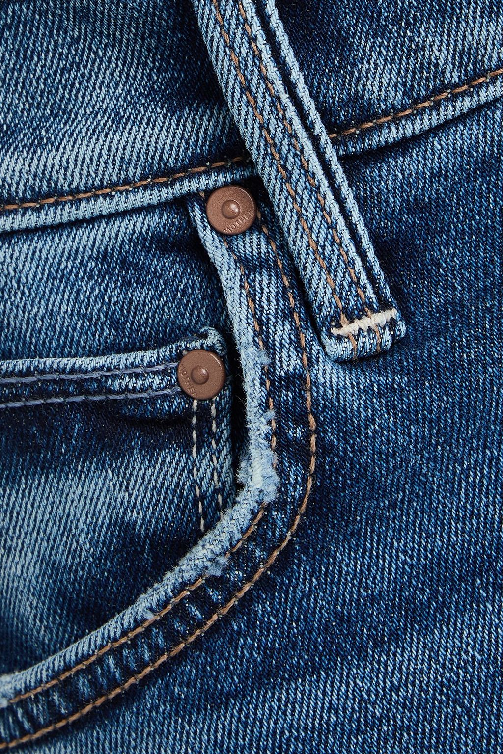 MOTHER Scrapped cropped high-rise straight-leg jeans