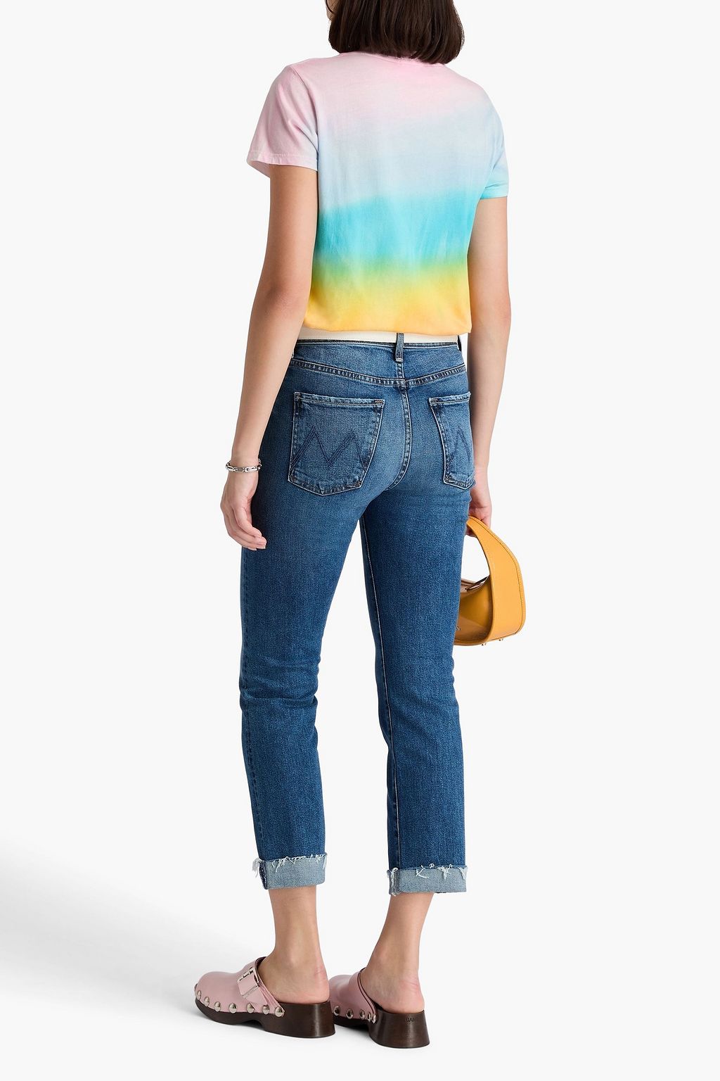 MOTHER Scrapped cropped high-rise straight-leg jeans