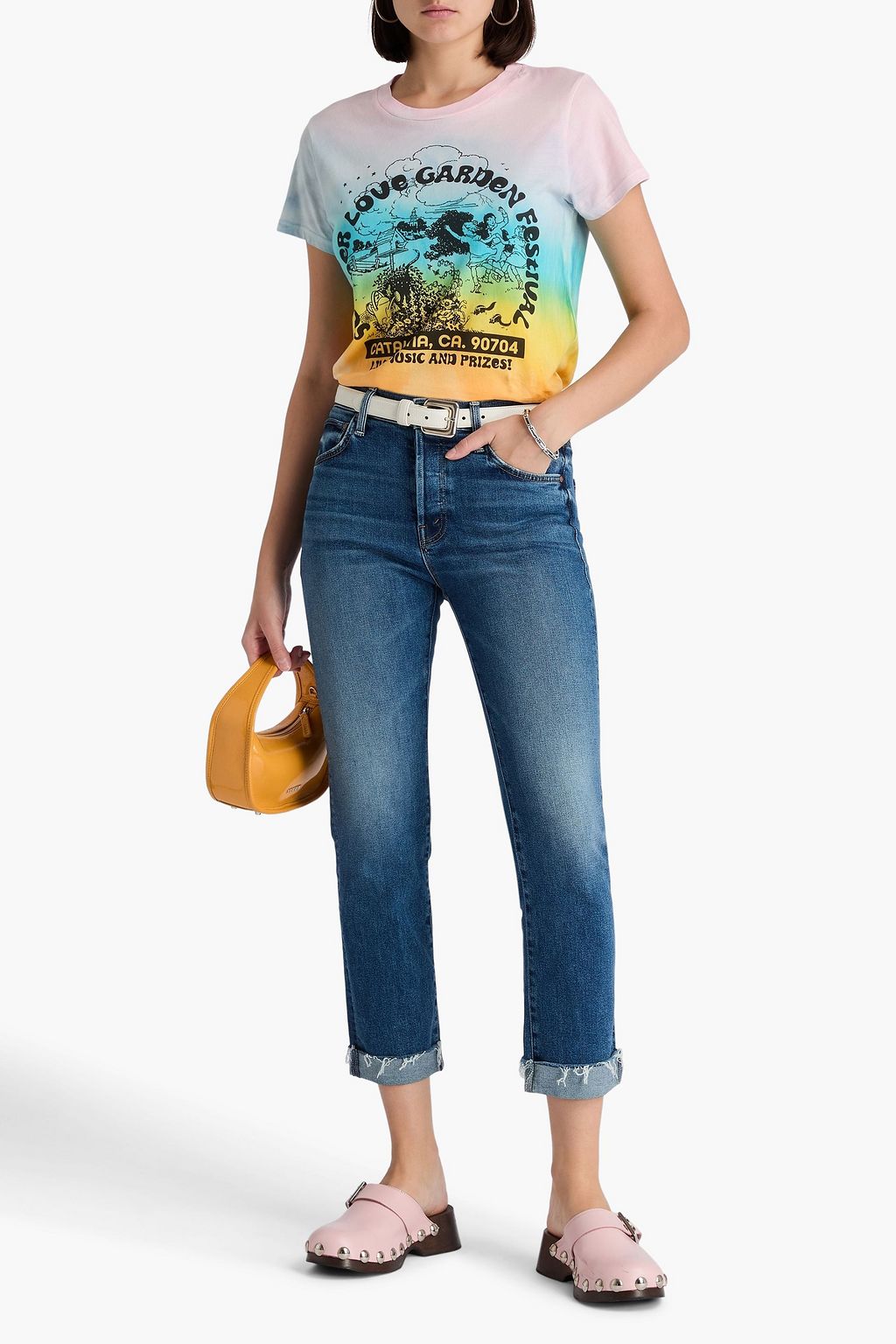MOTHER Scrapped cropped high-rise straight-leg jeans