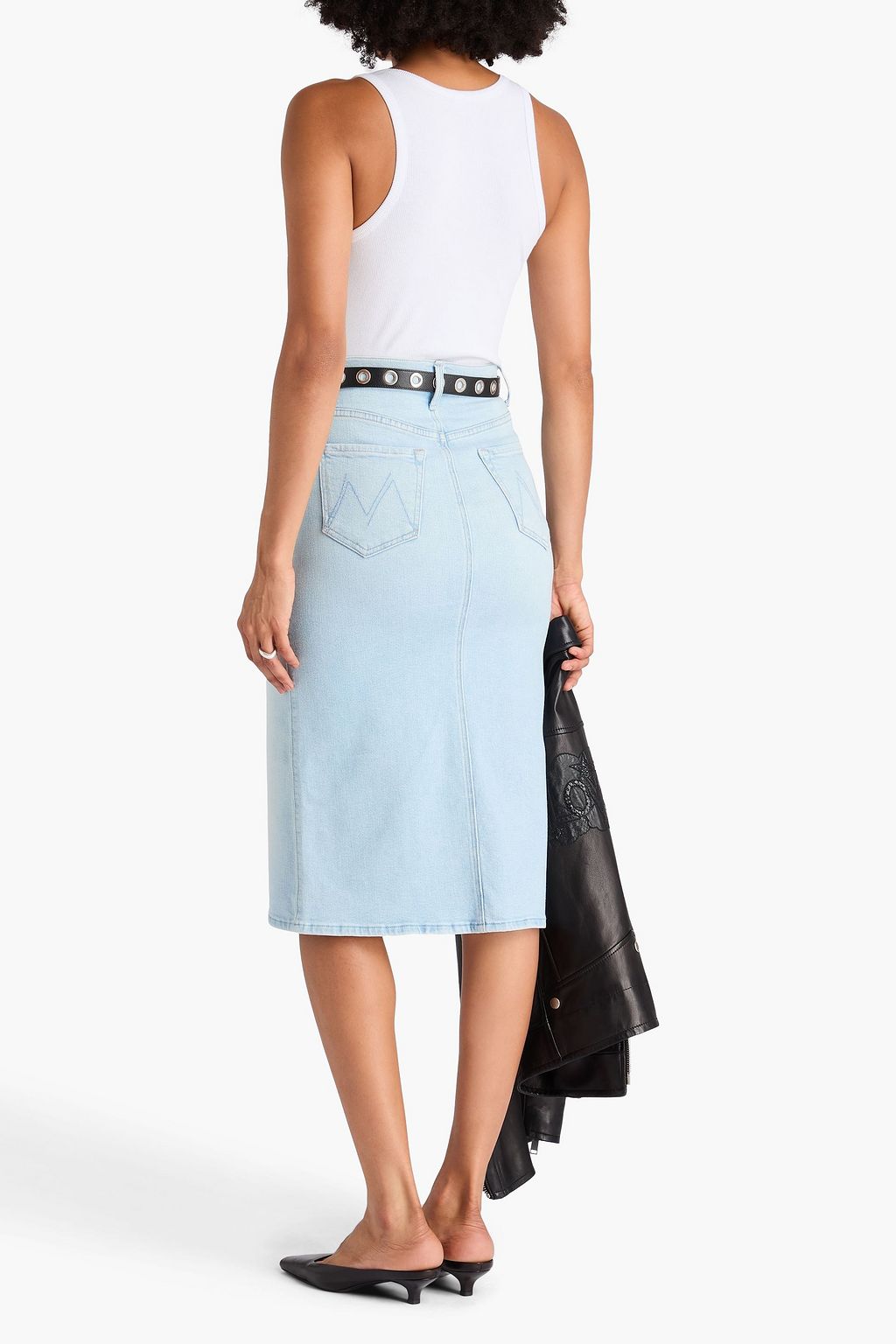 MOTHER Wooner denim midi skirt