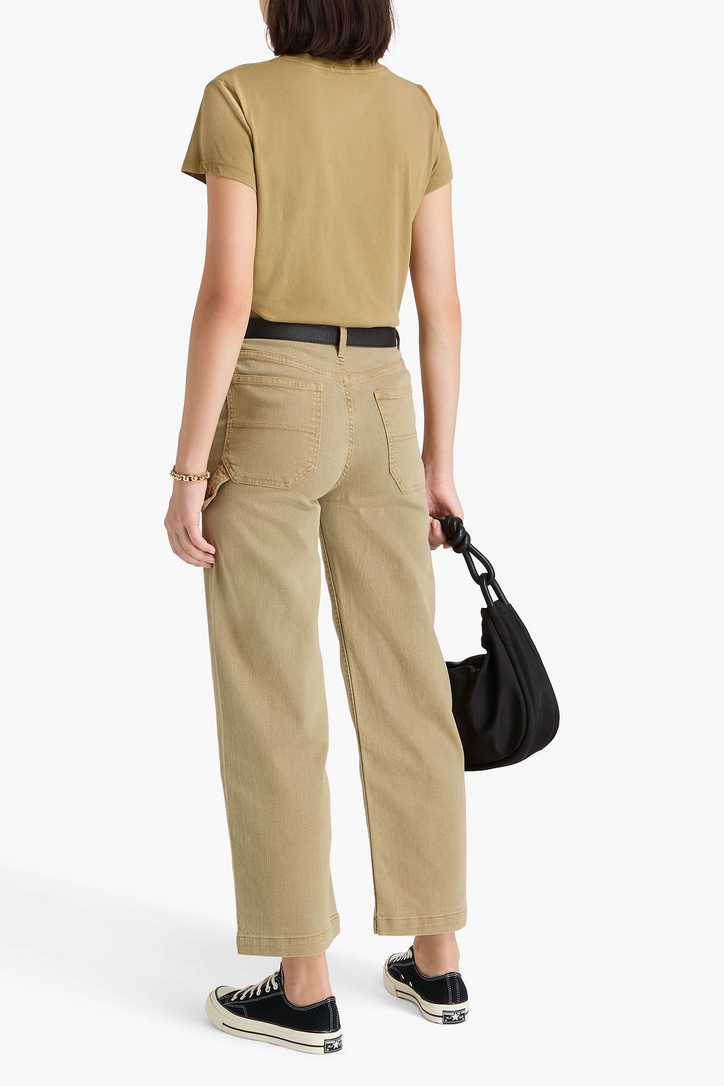 MOTHER Lil Stud cropped high-rise wide-leg jeans