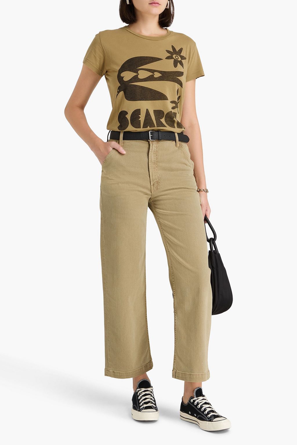 MOTHER Lil Stud cropped high-rise wide-leg jeans