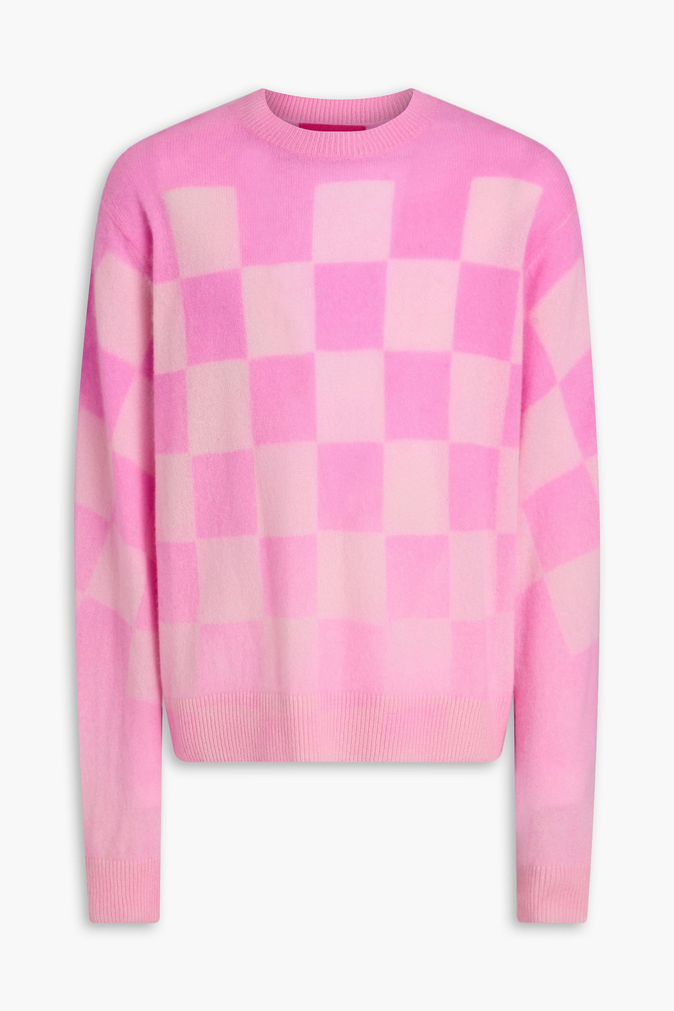 The Elder Statesman Chess Tranquility Checked Cashmere Sweater In Pink