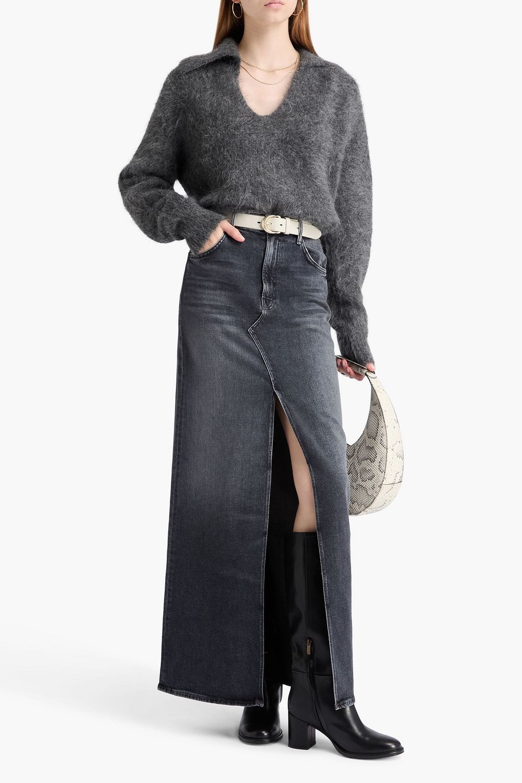 MOTHER Bombshell denim maxi skirt