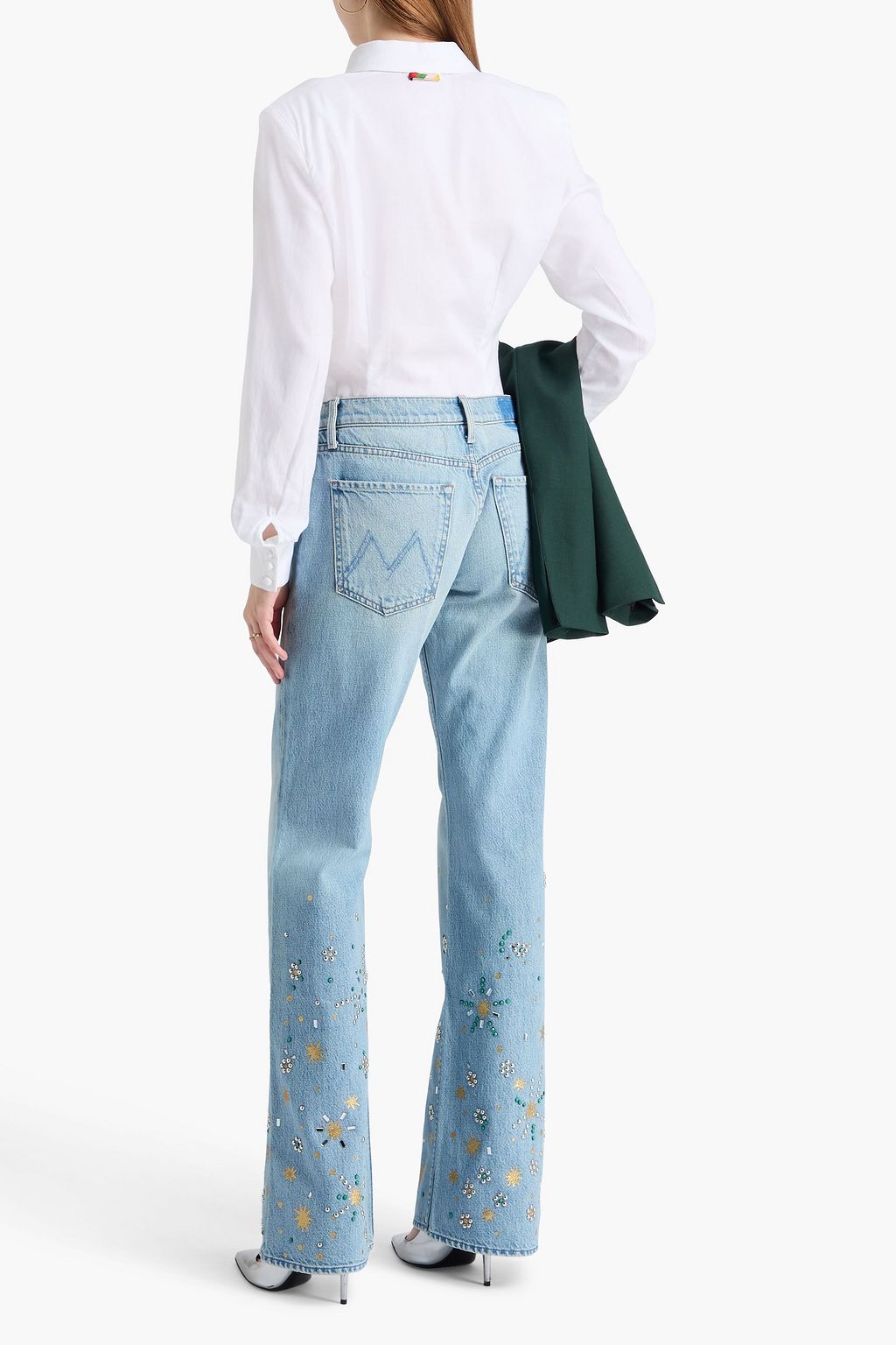MOTHER Bookie Heel embellished mid-rise bootcut jeans