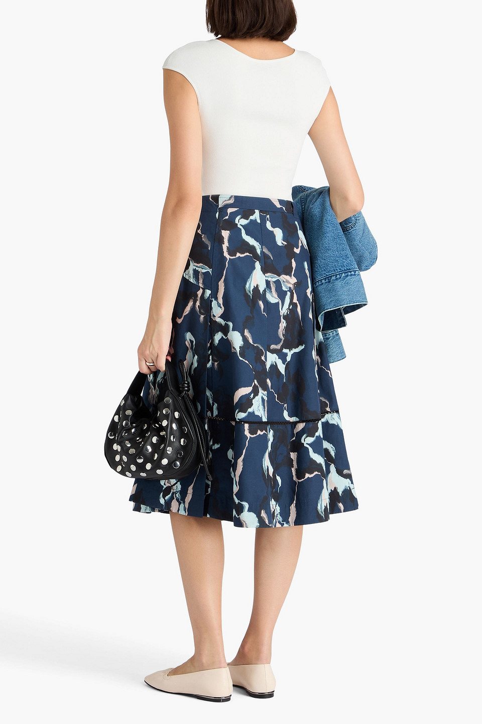  3.1 Phillip Lim - Bedruckter Midirock Aus Popeline Und Einer Lyocell-baumwollmischung Mit Falten - Blau - Us 4 