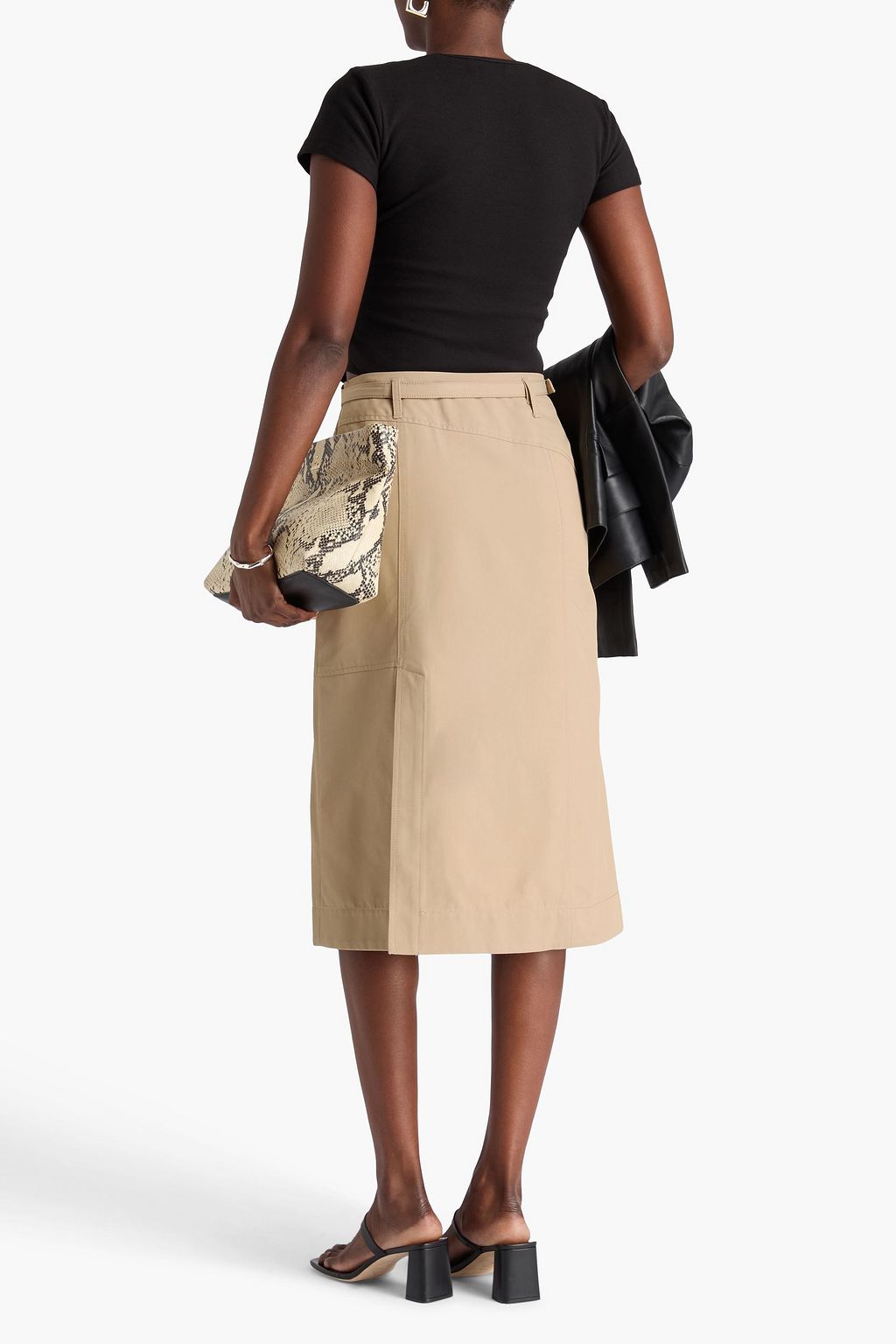 3.1 PHILLIP LIM Zip-detailed cotton-blend twill skirt
