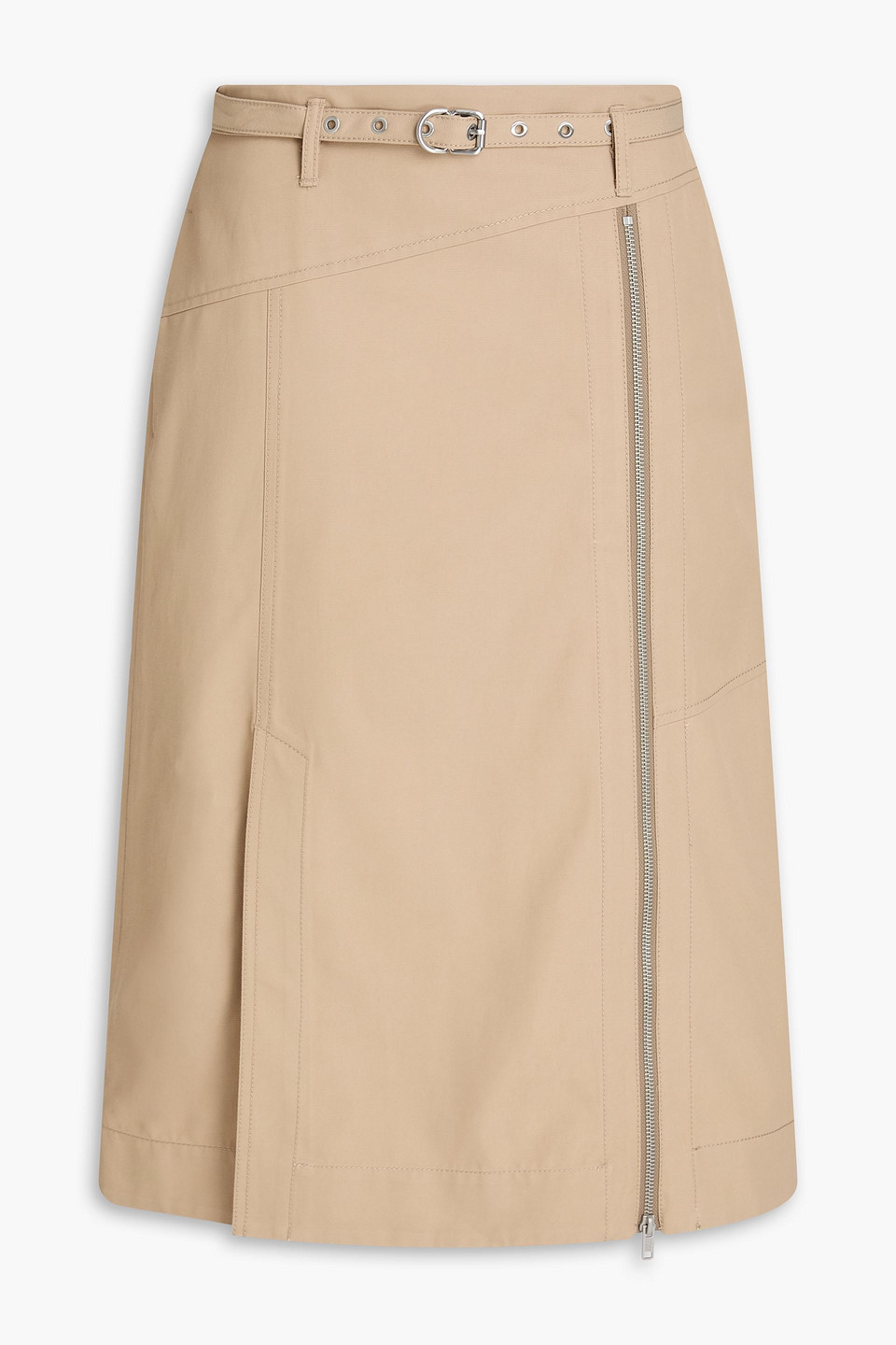 3.1 Phillip Lim Zip-detailed Cotton-blend Twill Skirt In Brown