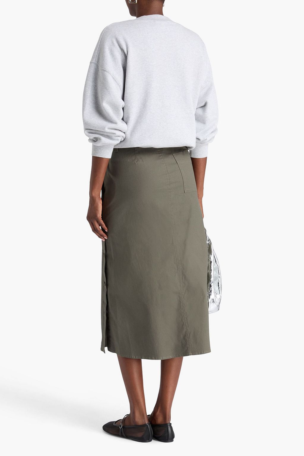 3.1 PHILLIP LIM تنورة متوسطة الطول من الكانفاس المصنوع من مزيج القطن مزودة بحزام