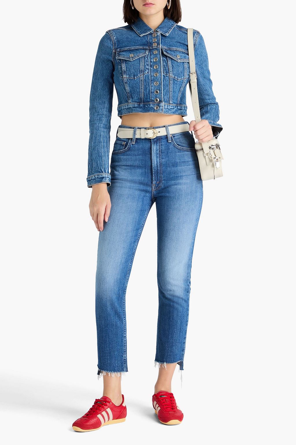 MOTHER Rider cropped high-rise straight-leg jeans