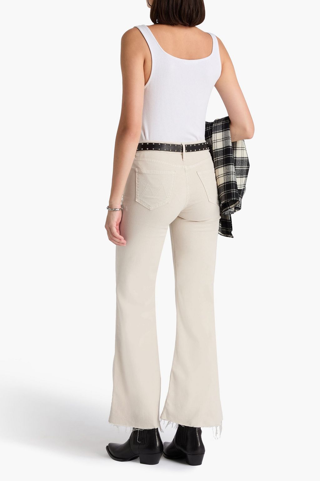 MOTHER Roller frayed high-rise wide-leg jeans