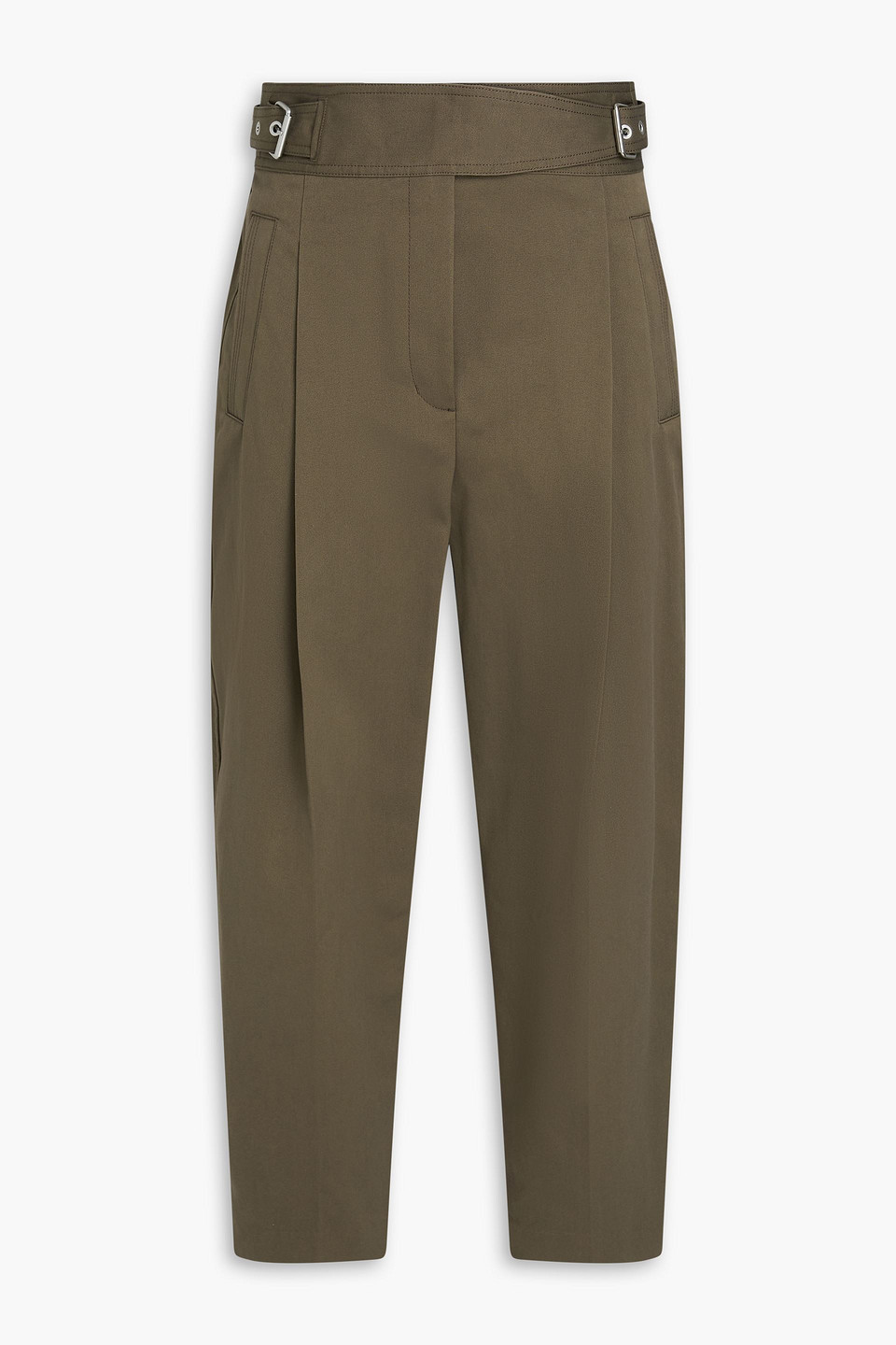 3.1 Phillip Lim Cropped Cotton Tapered Pants In Brown