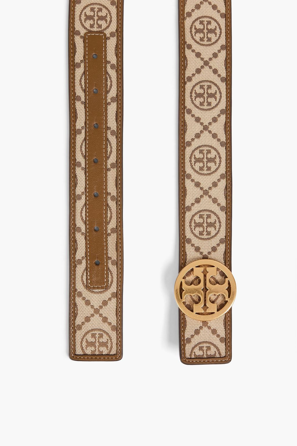 TORY BURCH Leather-trimmed jacquard belt