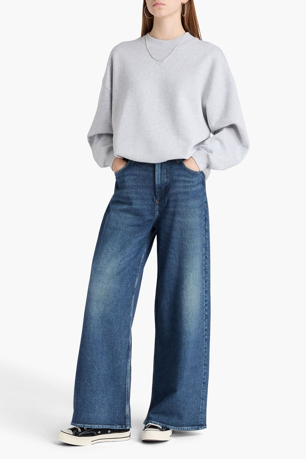 RAG & BONE Miramar denim-effect print French cotton-terry track pants