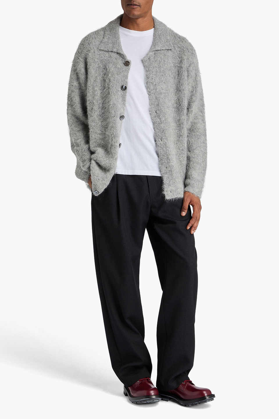 The Elder Statesman Thistle Alpaca-blend Cardigan In Gray