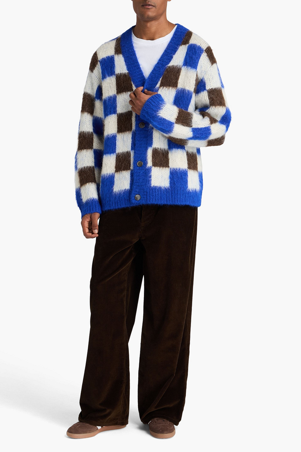 The Elder Statesman Thistle Gingham Jacquard-knit Alpaca-blend Cardigan In Blue