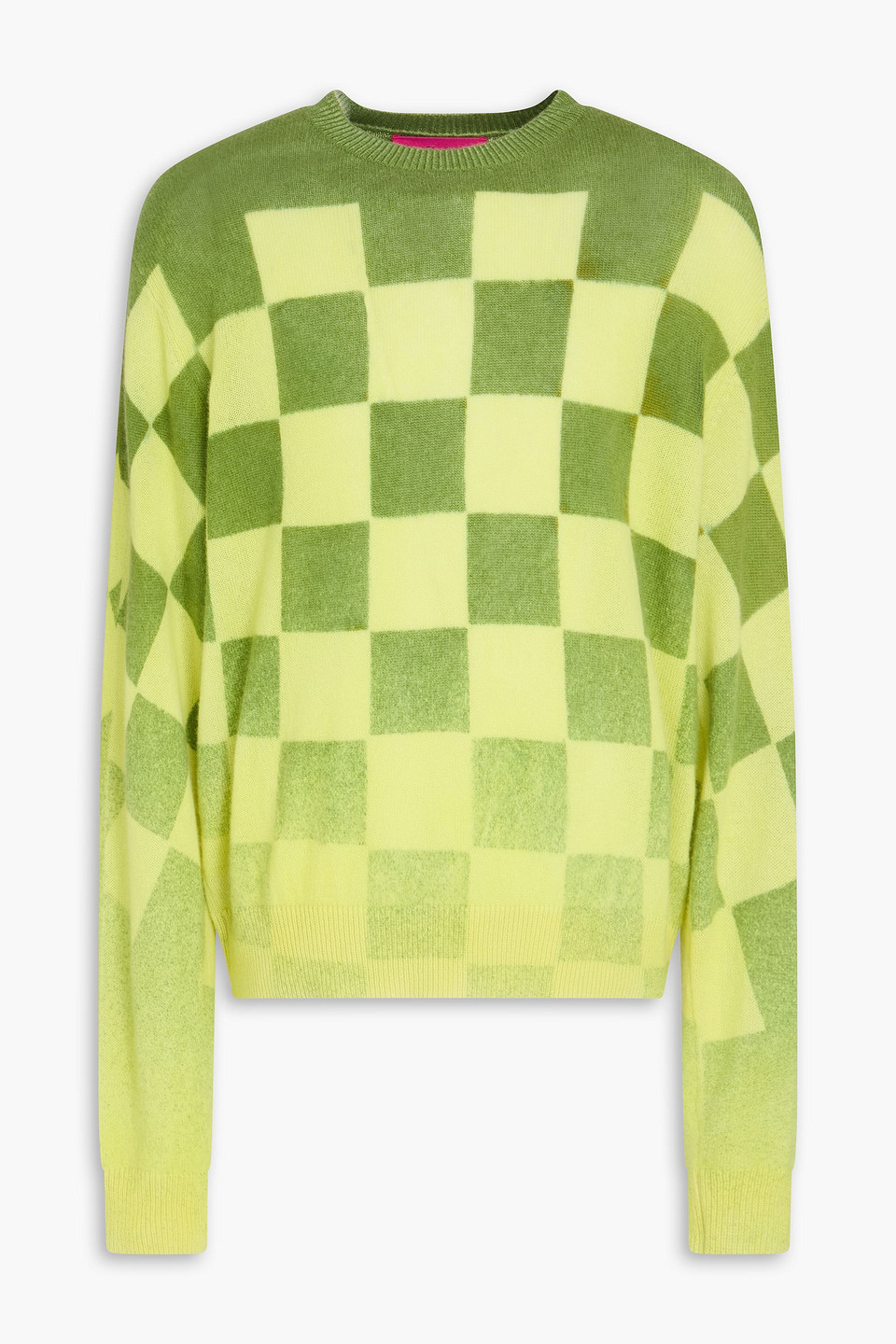 The Elder Statesman Chess Tranquility Checked Cashmere Sweater In Green