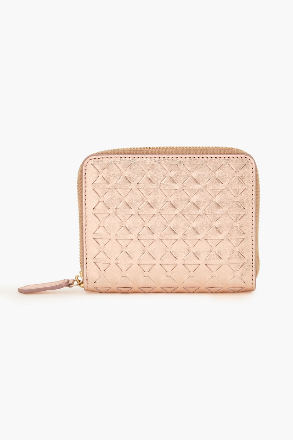 Serapian Mosaico Woven Metallic Wallet In Brown