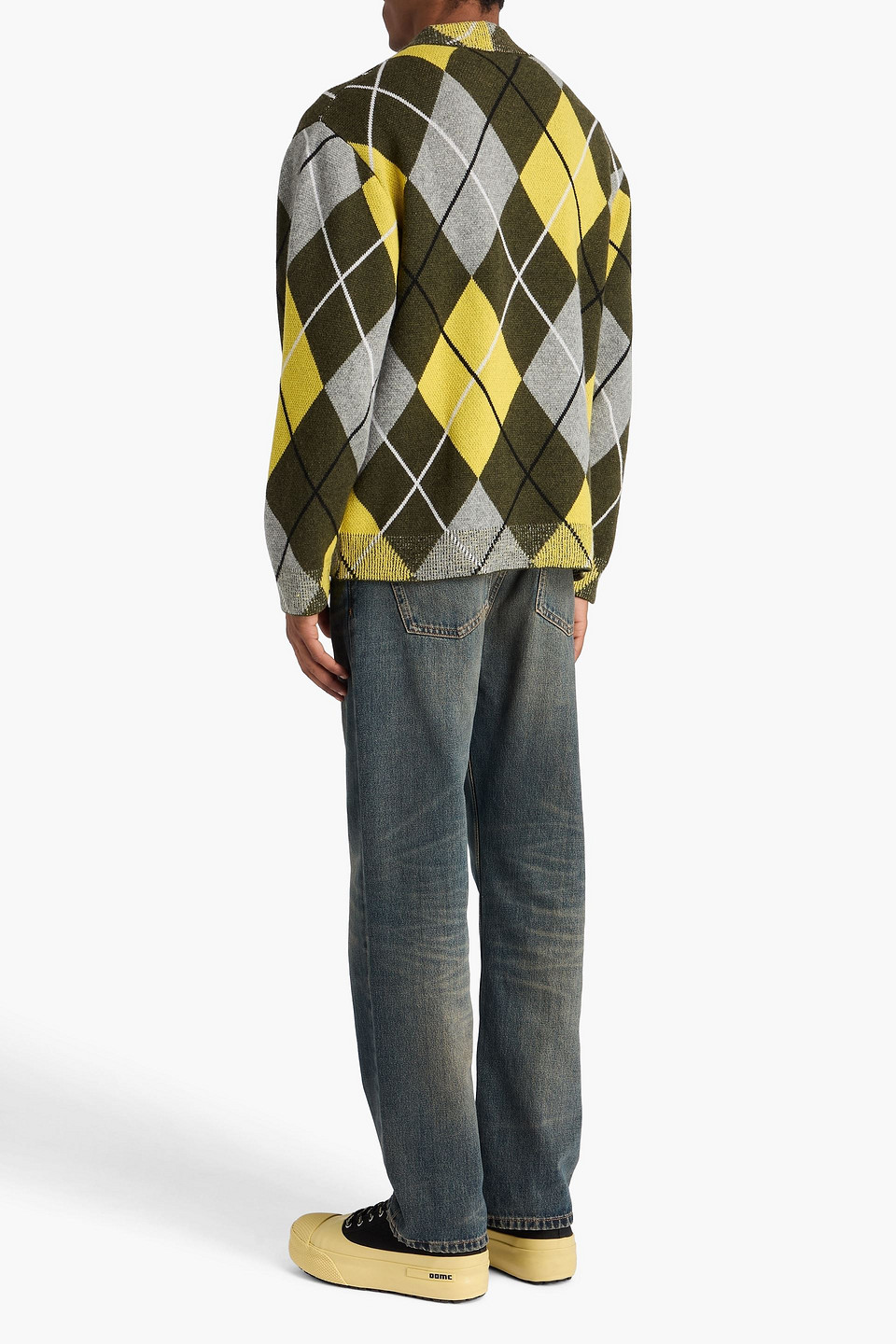 The Elder Statesman Argyle Cashmere Cardigan In Multi