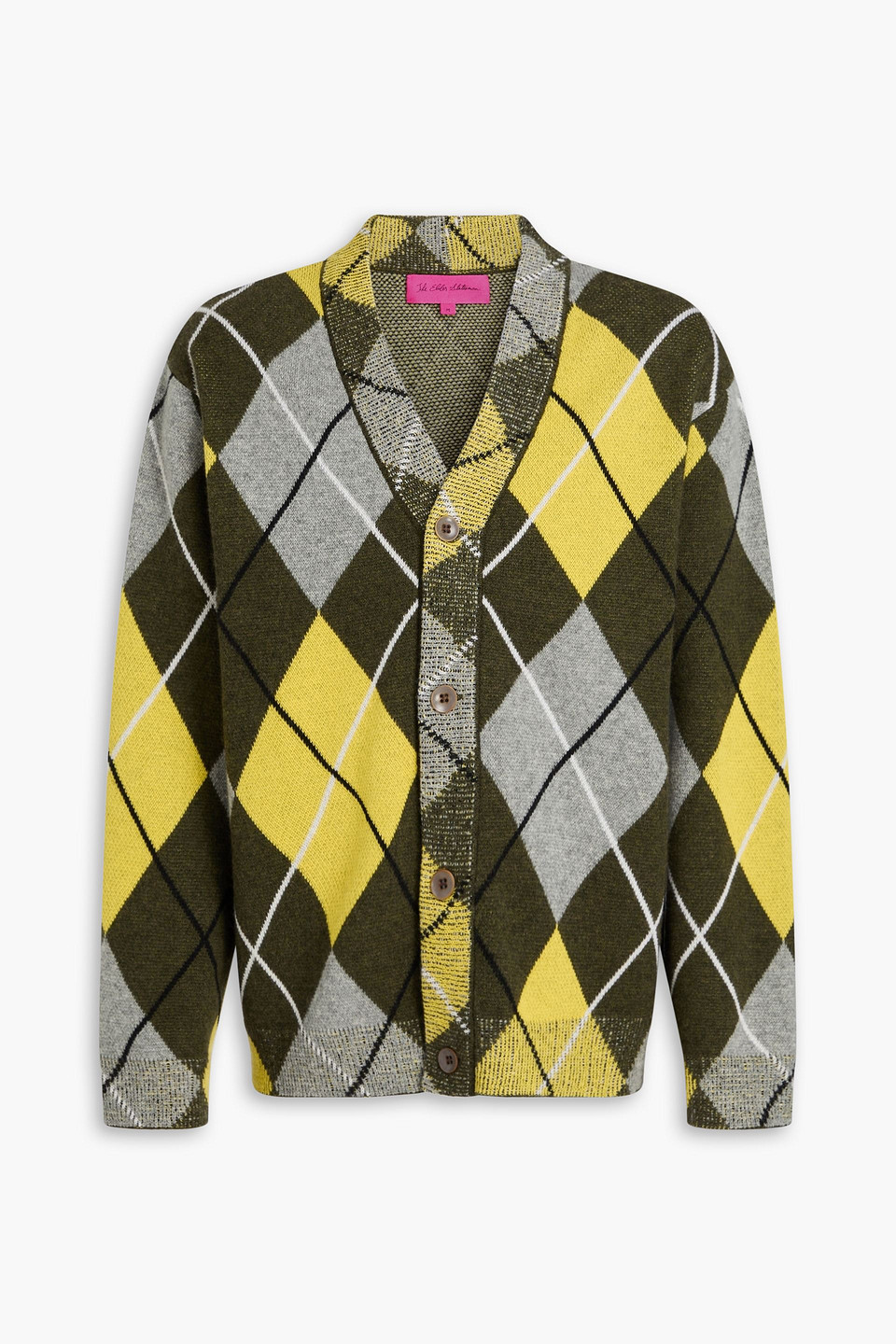 The Elder Statesman Argyle Cashmere Cardigan In Multi